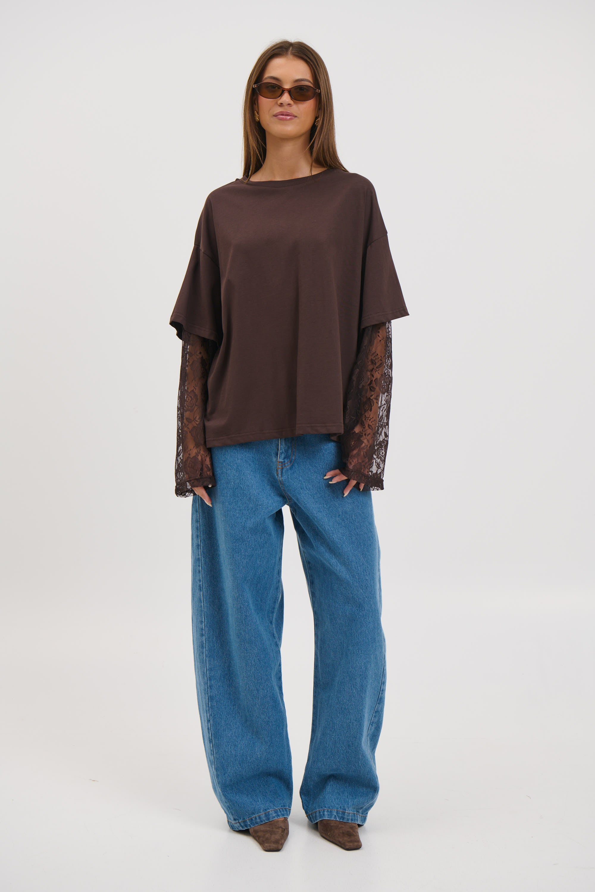 Francesca Lace Tee Chocolate