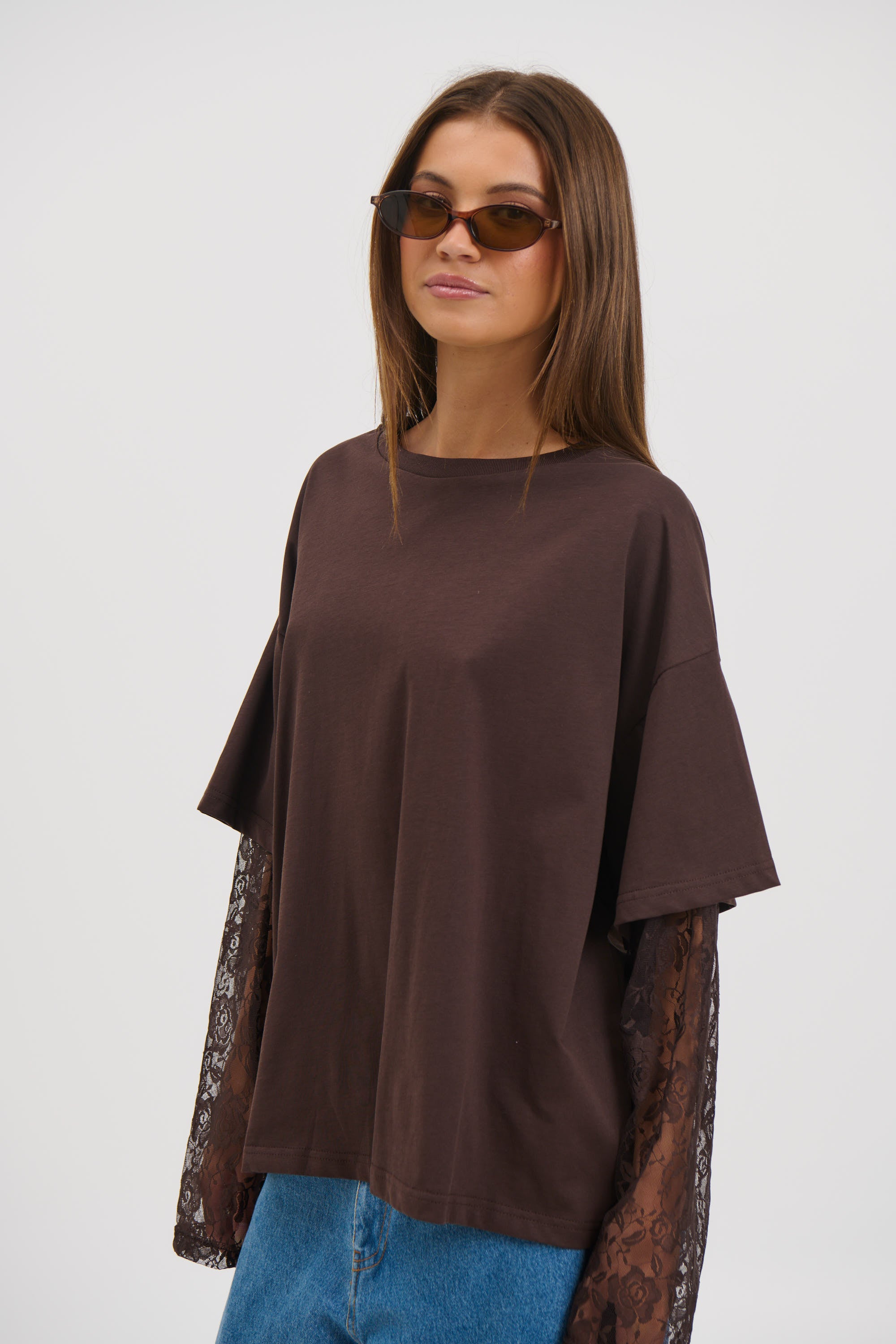 Francesca Lace Tee Chocolate