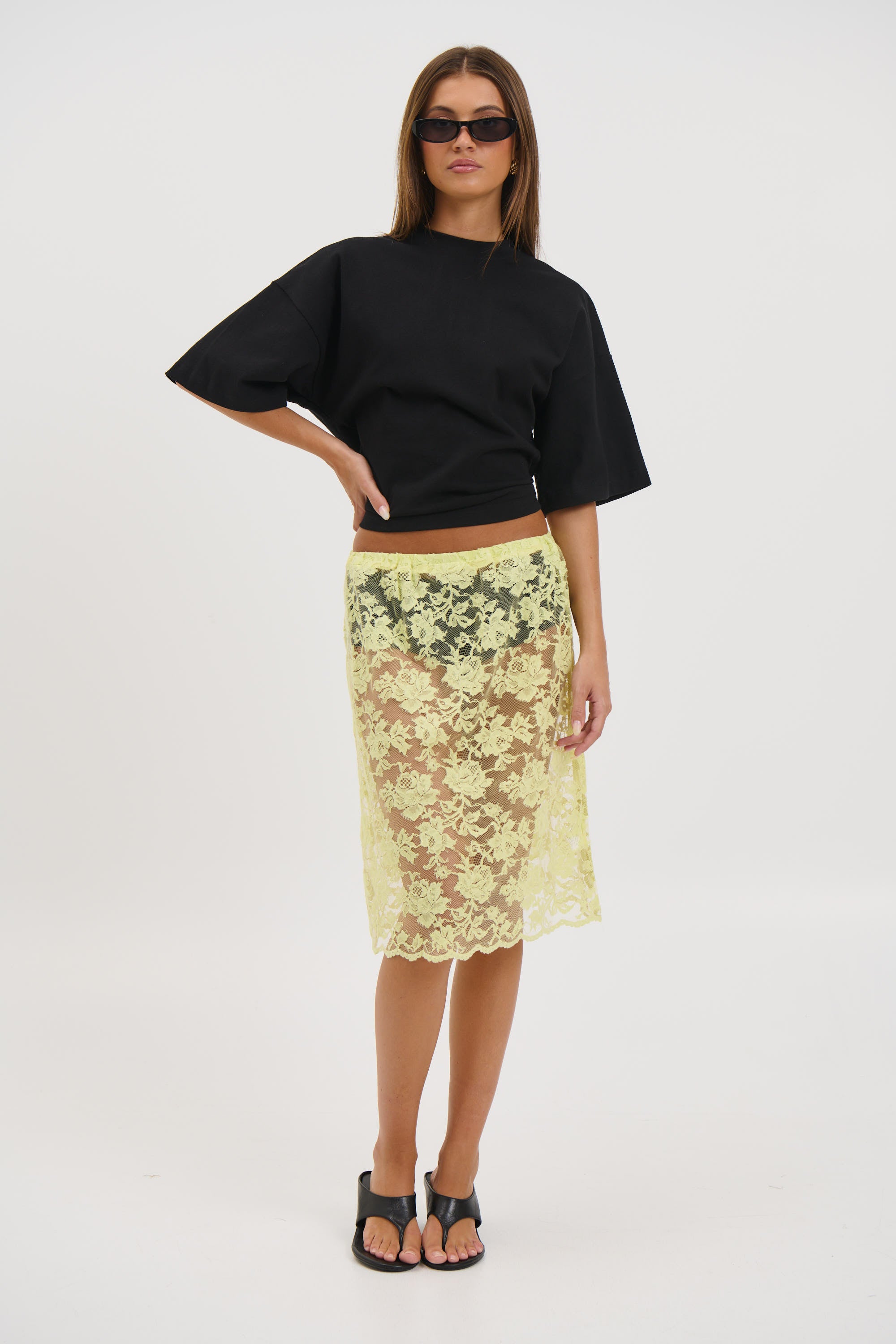 Envy Lace Mini Skirt Lemon