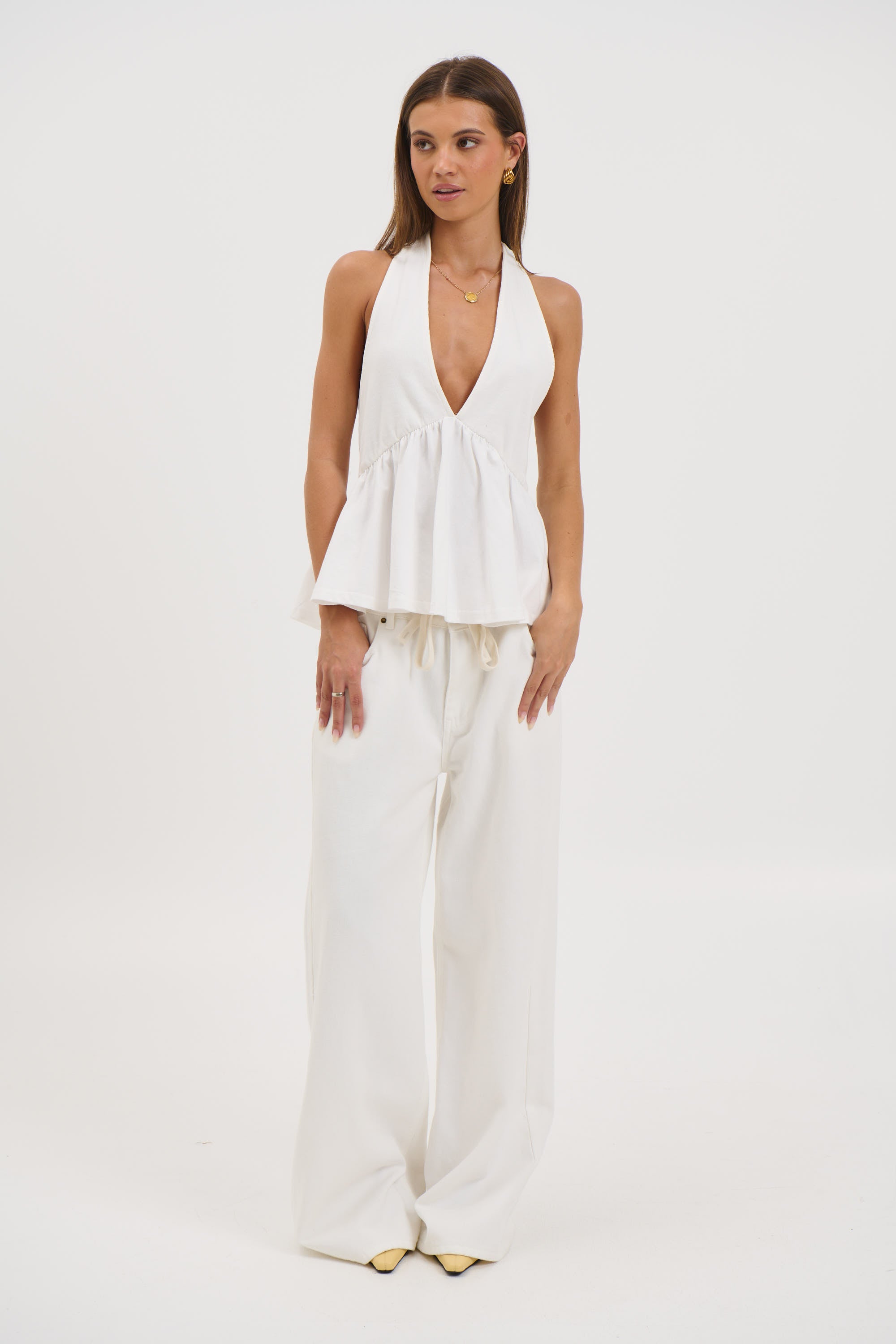 Saniya Halter Top White