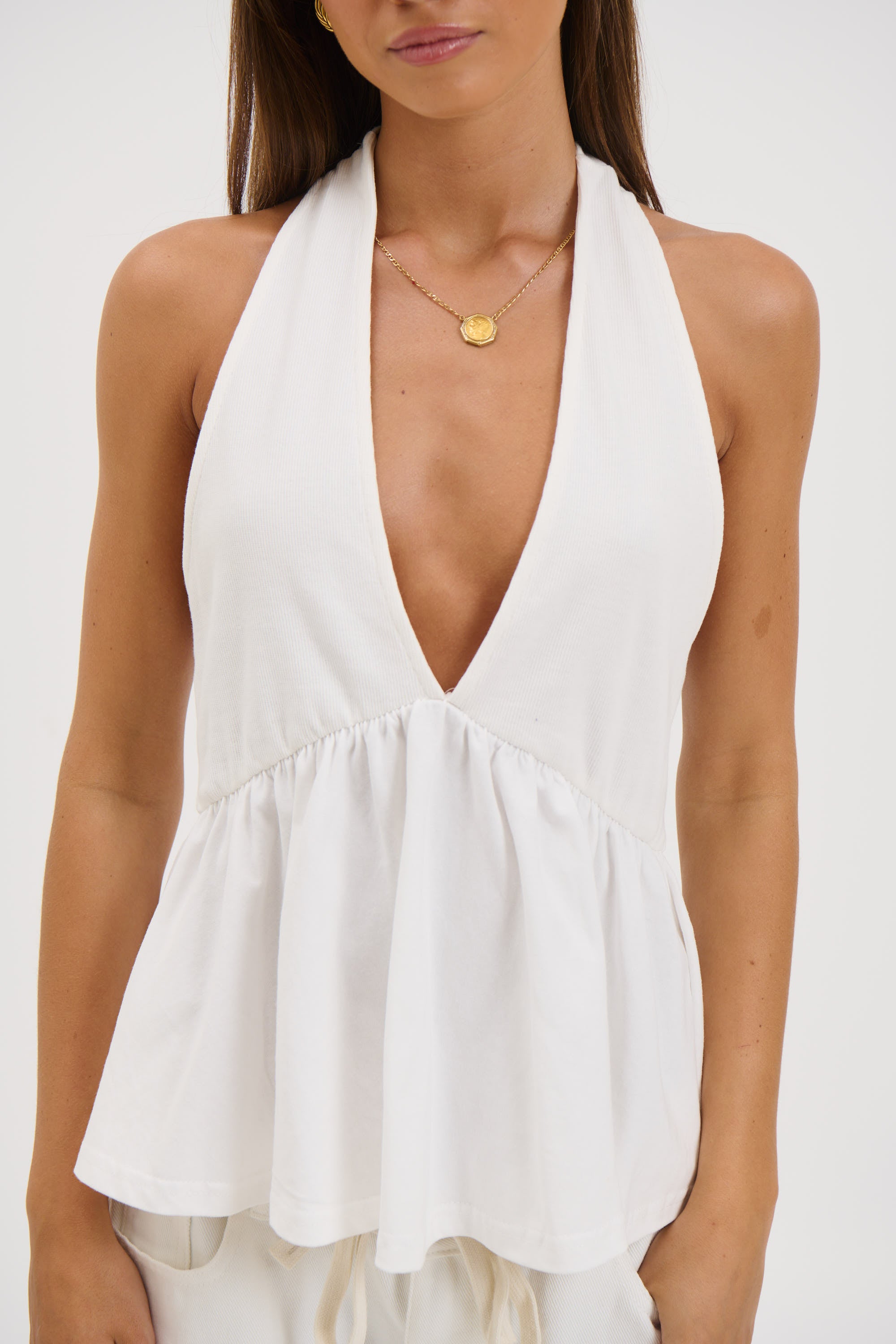 Saniya Halter Top White