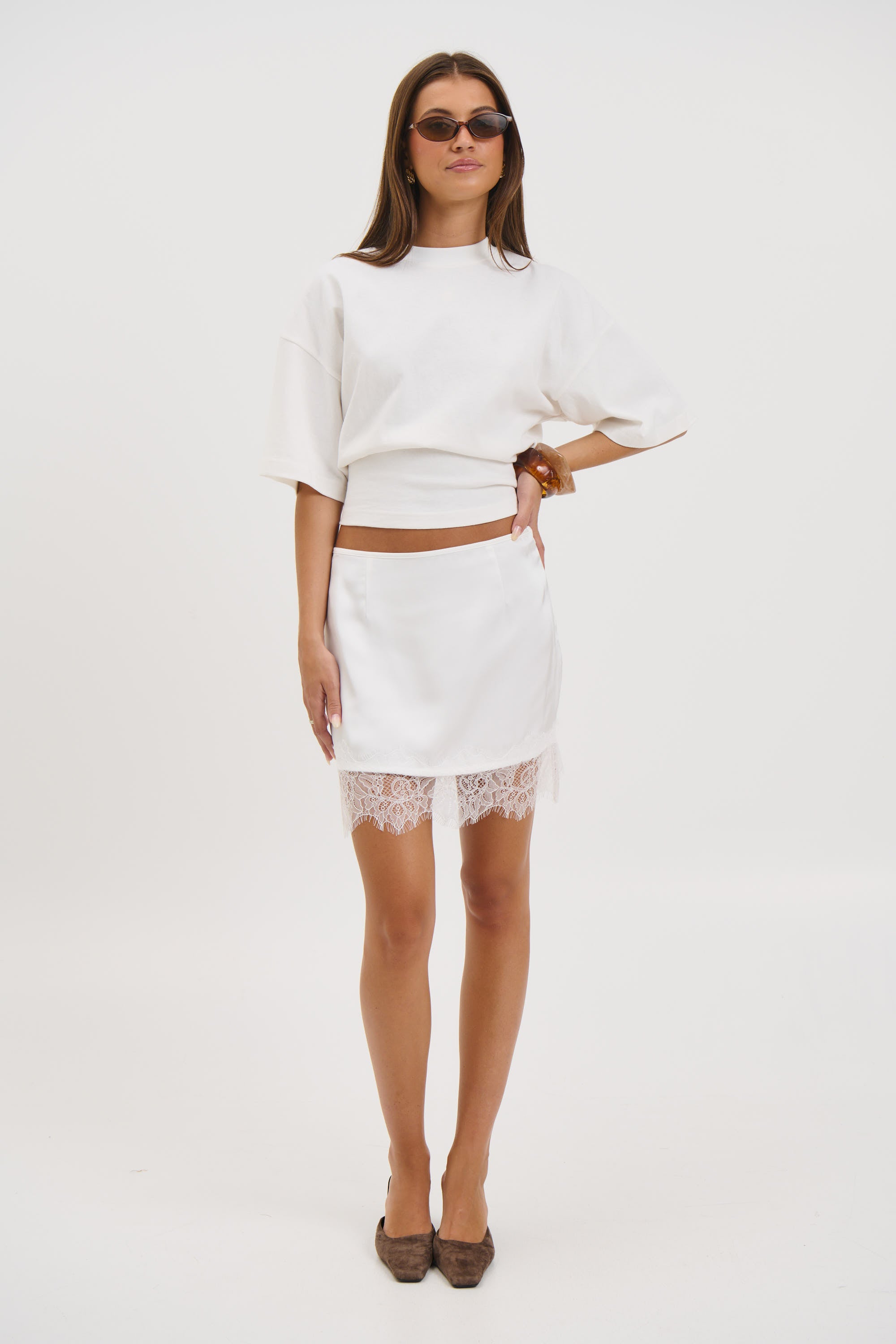 Dion Lace Skirt White