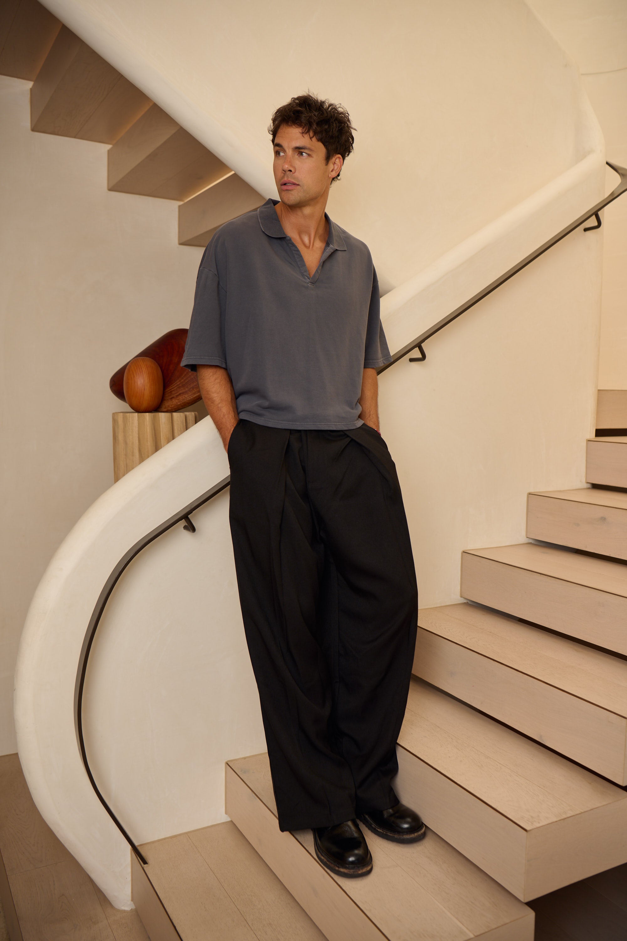 Jersey Crop Polo Charcoal