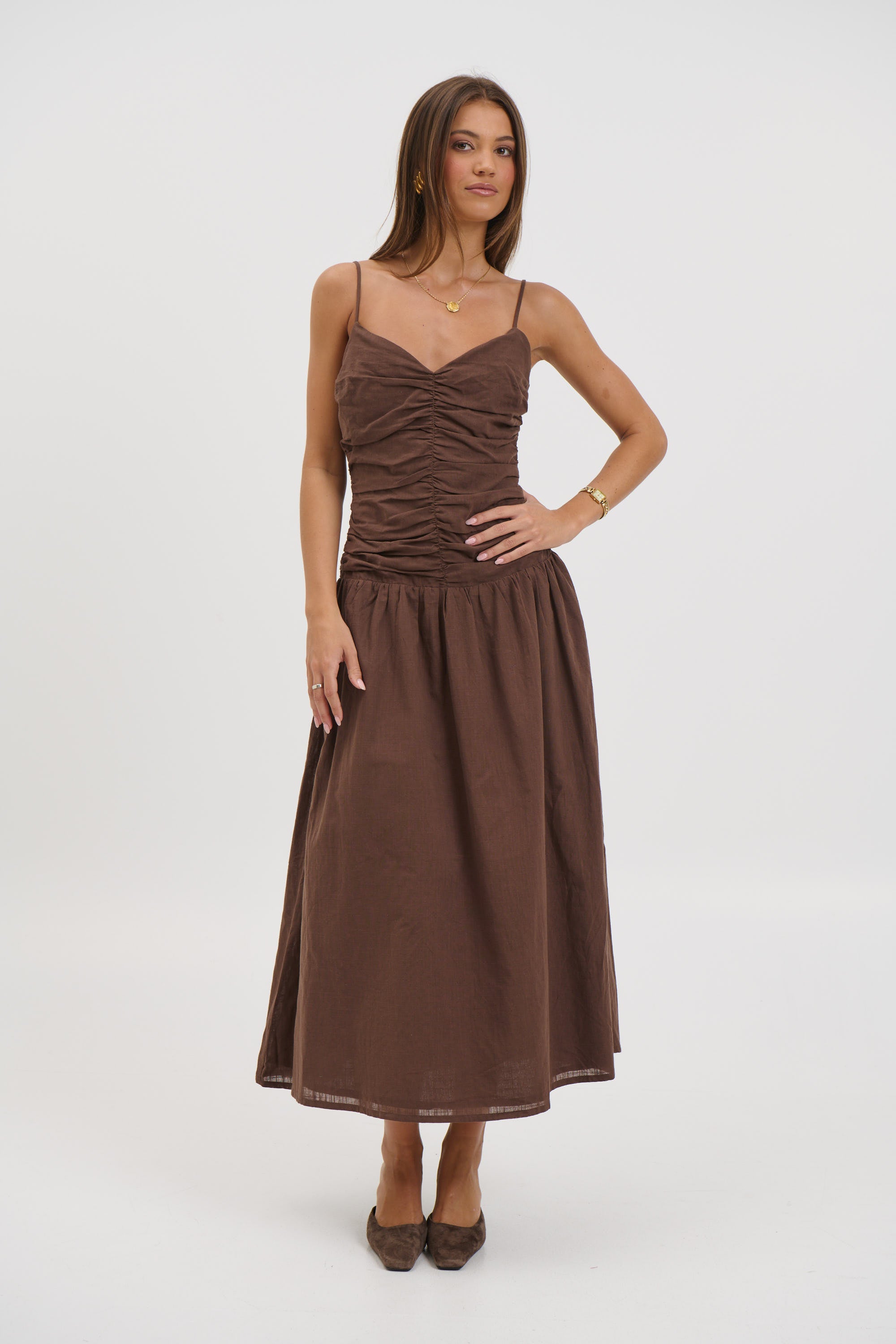 Amity Midi Dress Chocolate