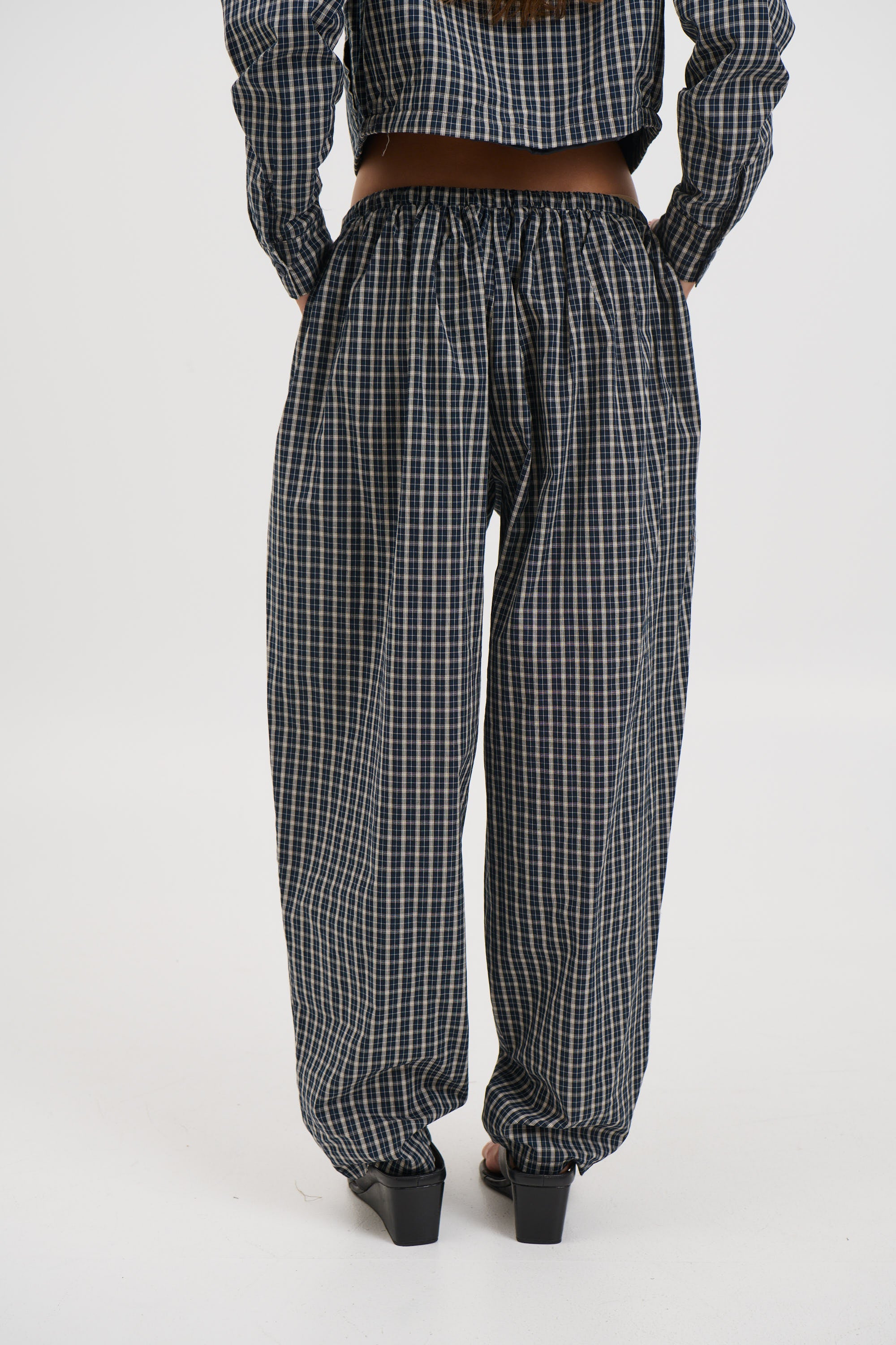 Aura Pant Navy Lemon Plaid