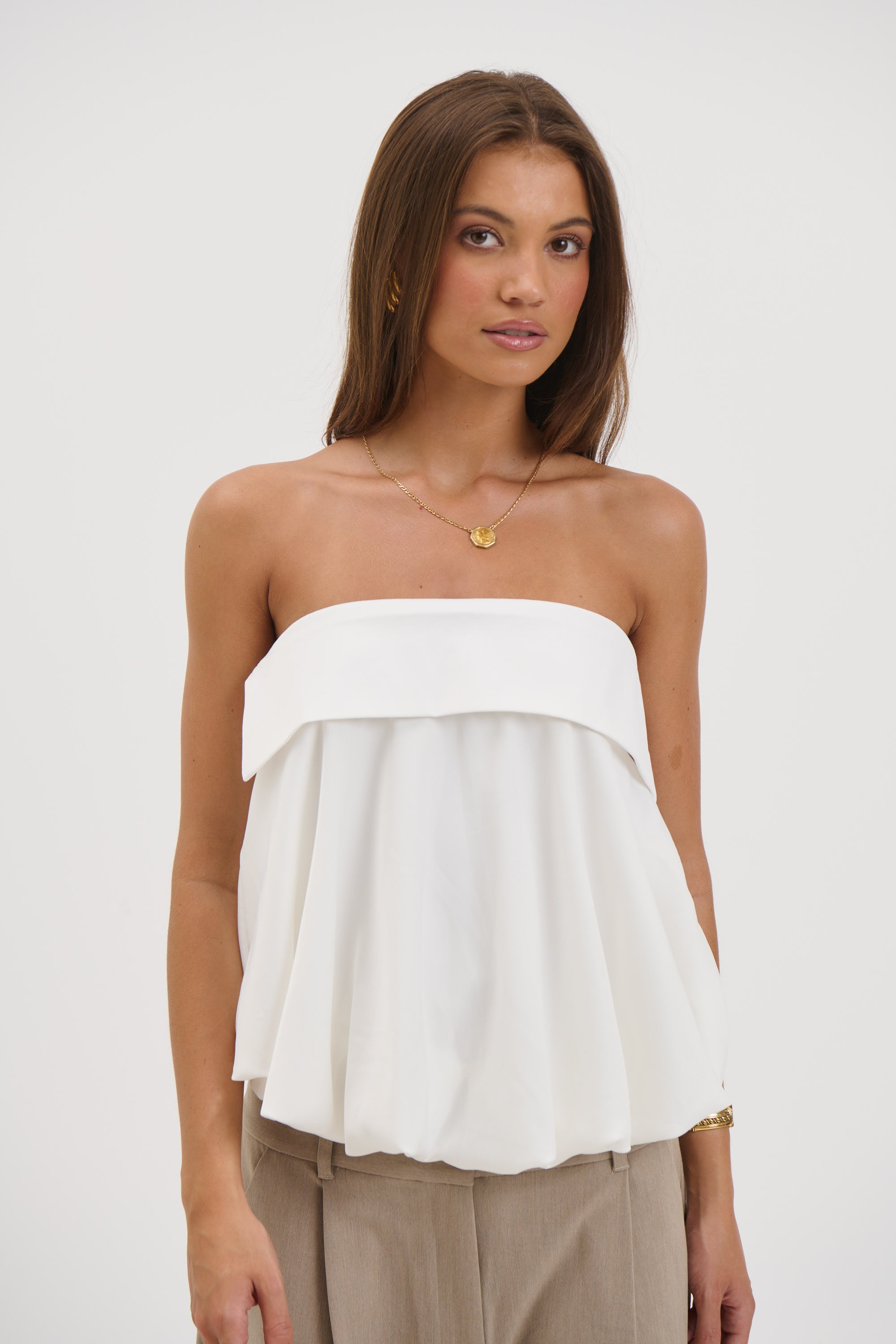 Makenzie Strapless Top White