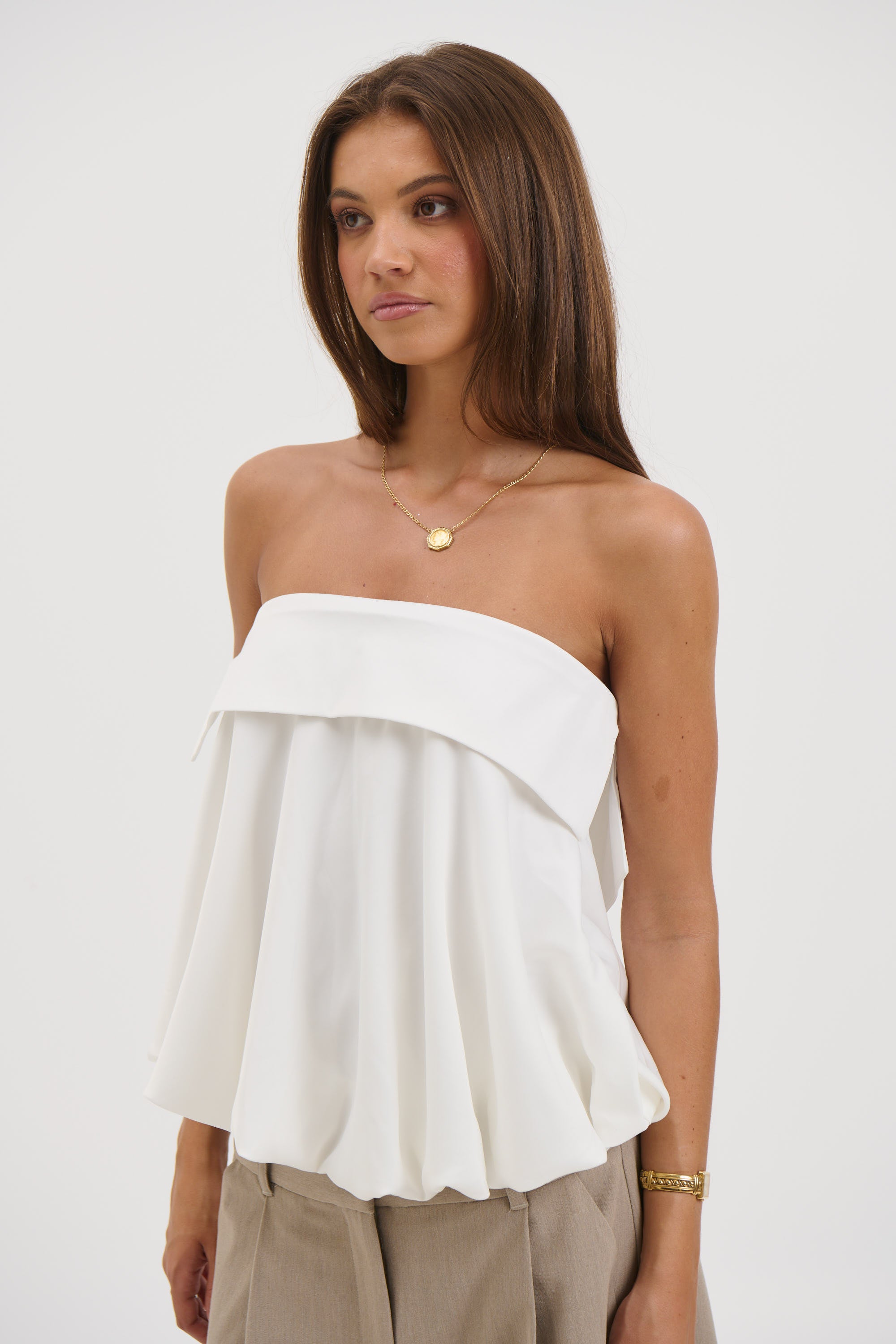 Makenzie Strapless Top White