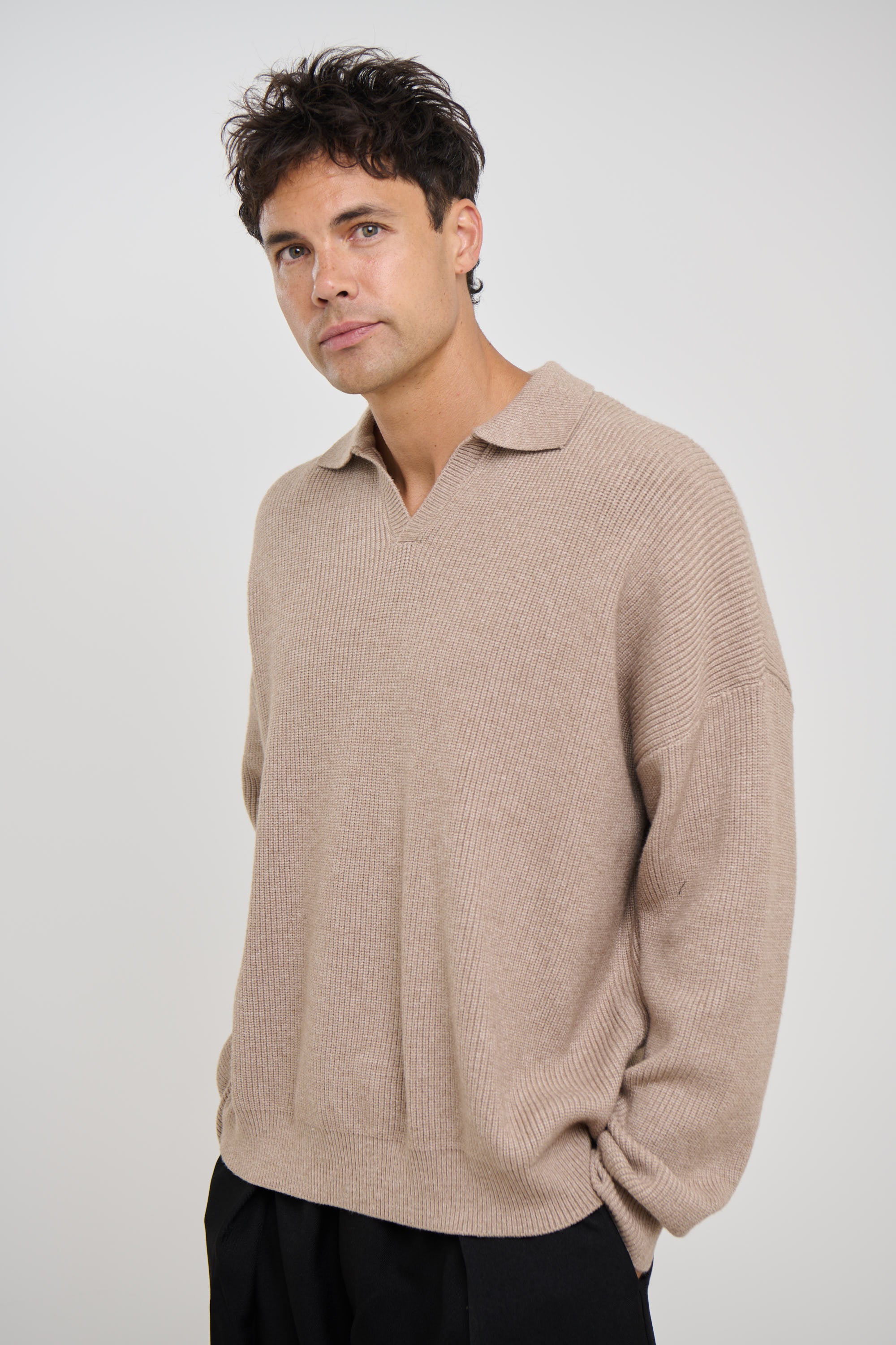 Jay Knitted Polo Oat