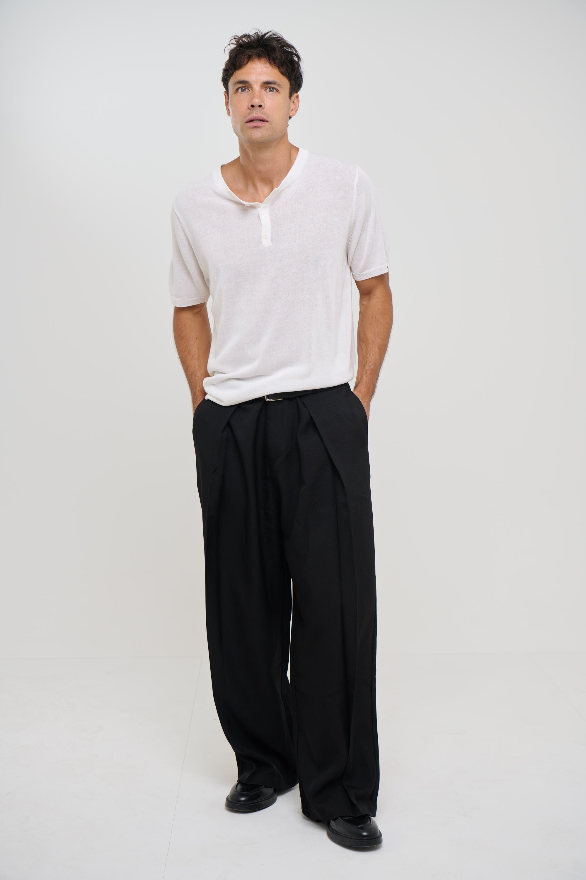 Knitted Henley Tee White