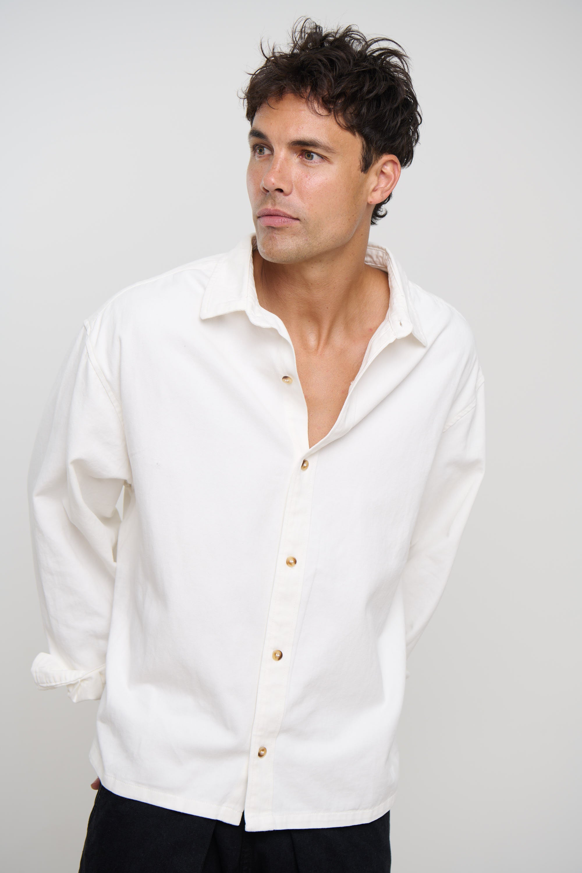 Phillip Washed Cotton Overshirt White