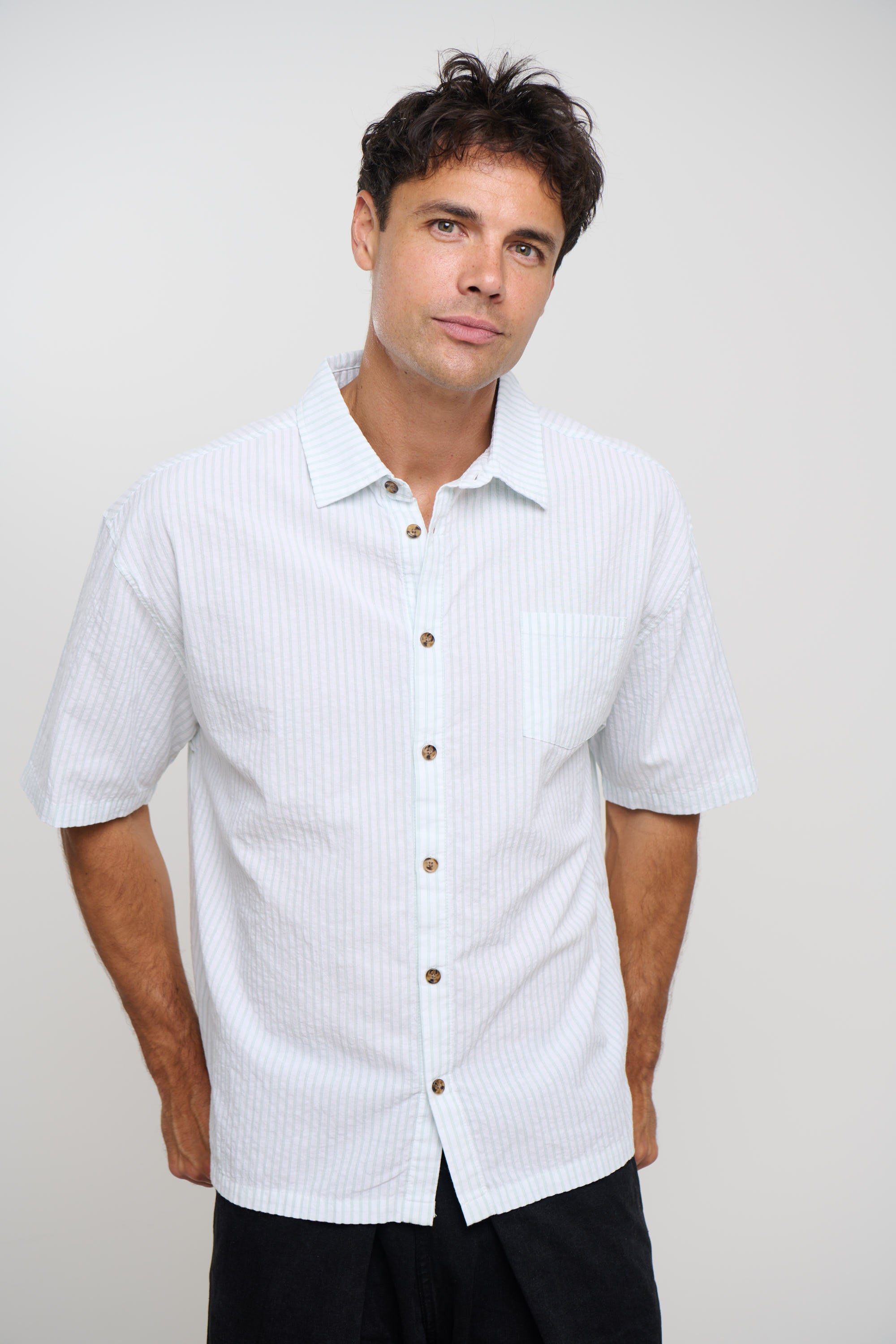 Nathaniel Drop Shirt Stripe Sage