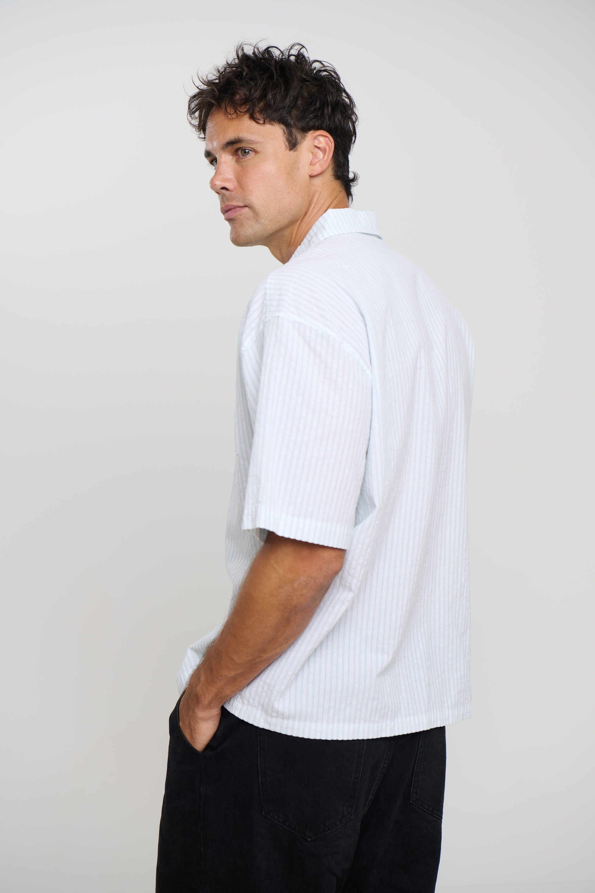 Nathaniel Drop Shirt Stripe Sage