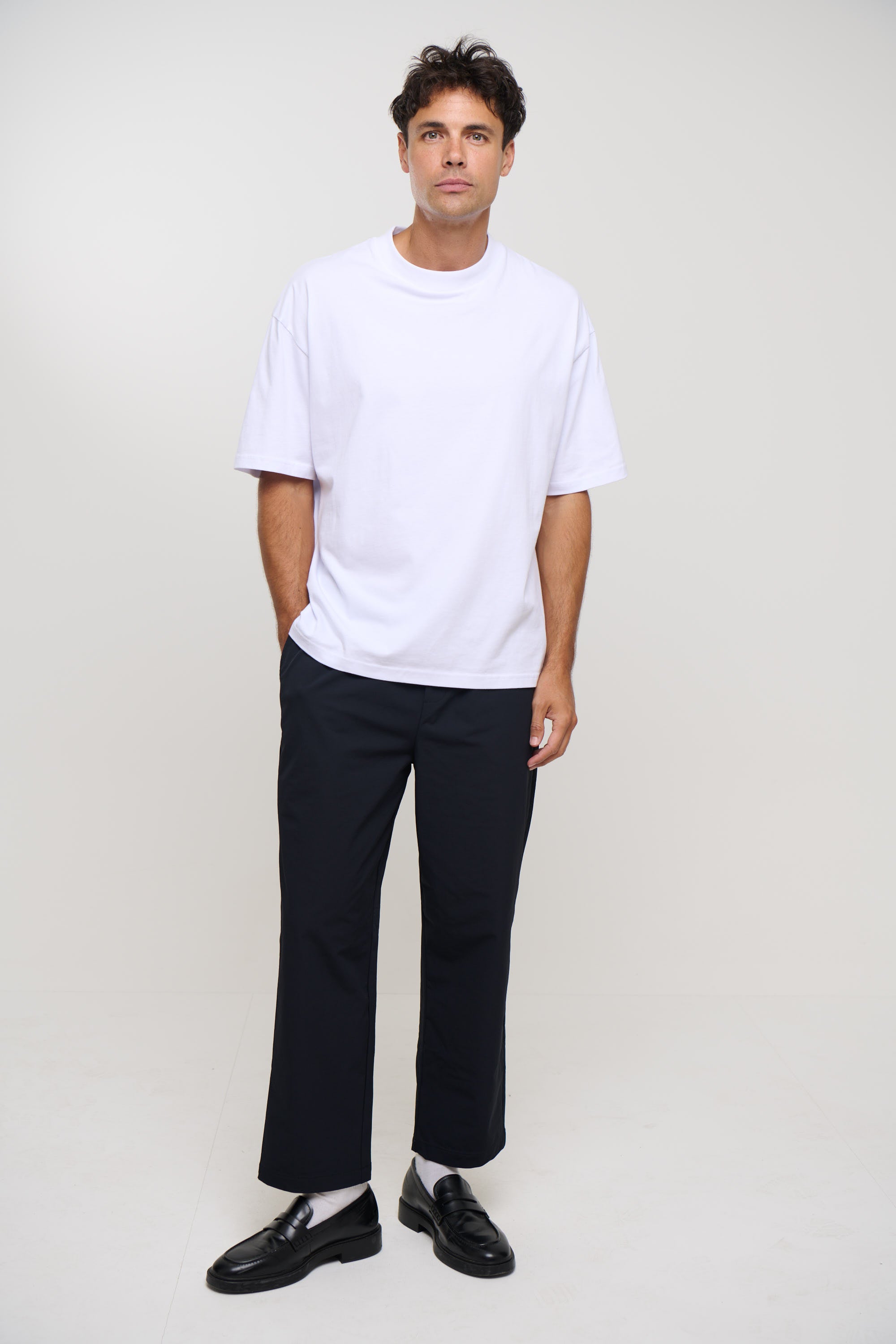 Elastic Waist Casual Pant Black