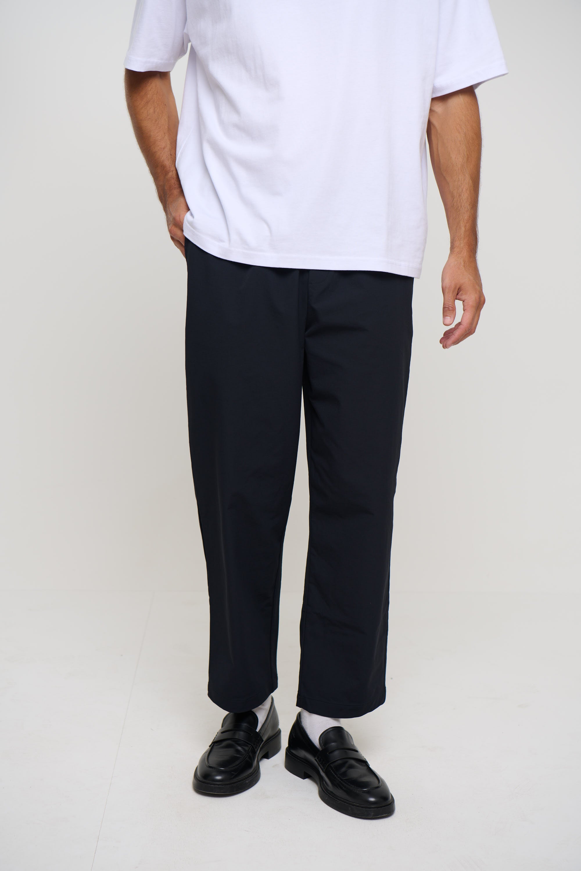 Elastic Waist Casual Pant Black