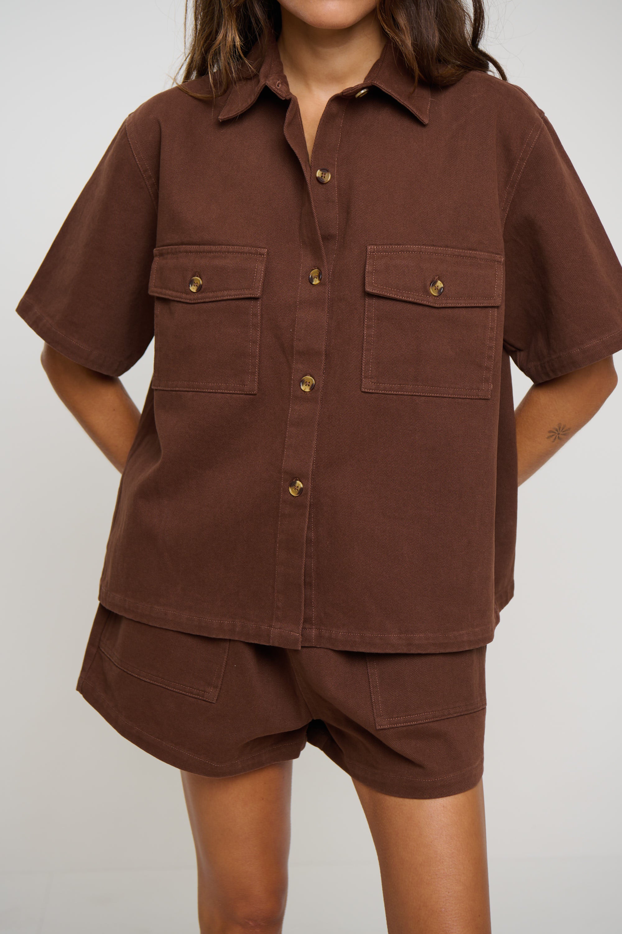 Delaney Denim Set Chocolate