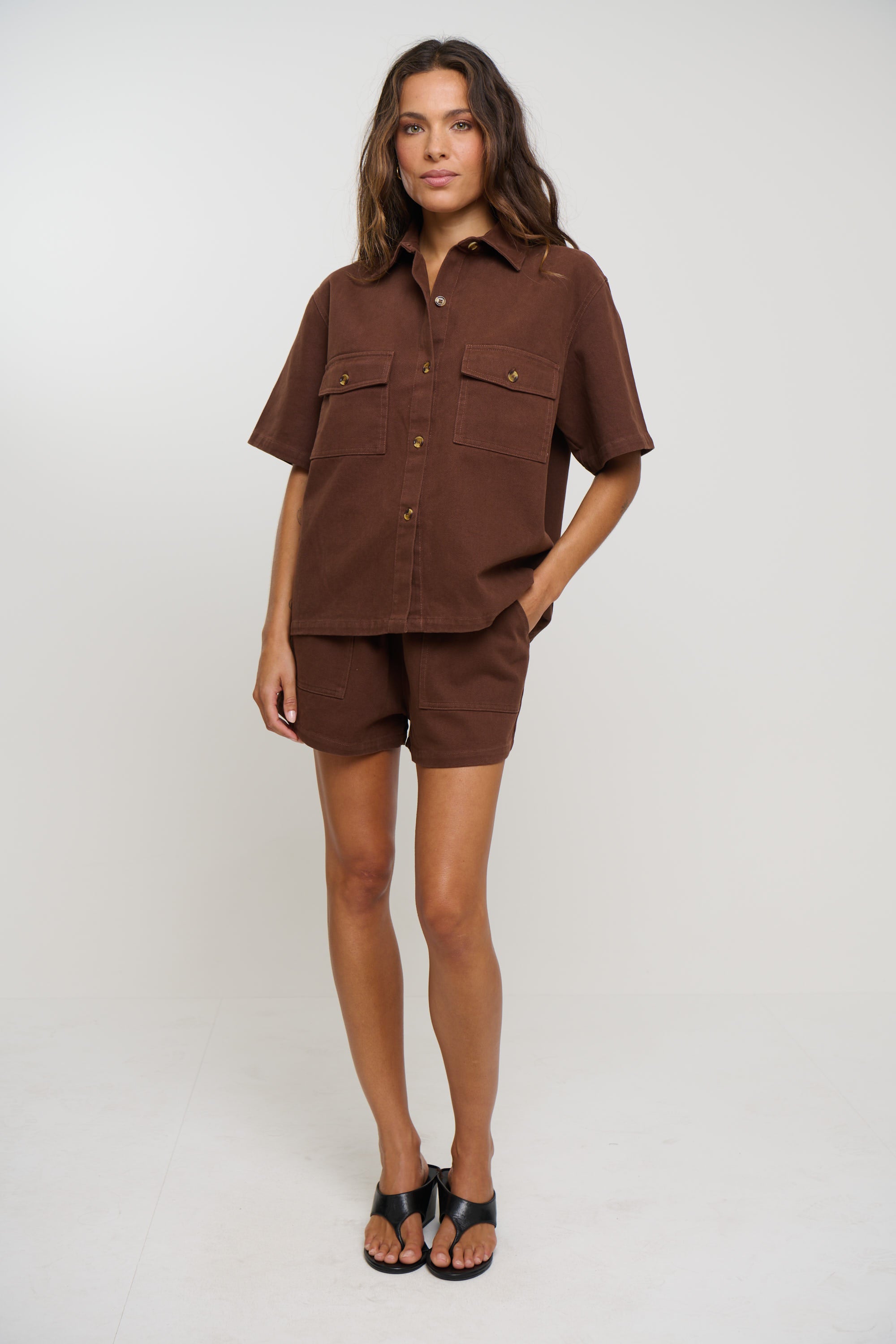 Delaney Denim Set Chocolate