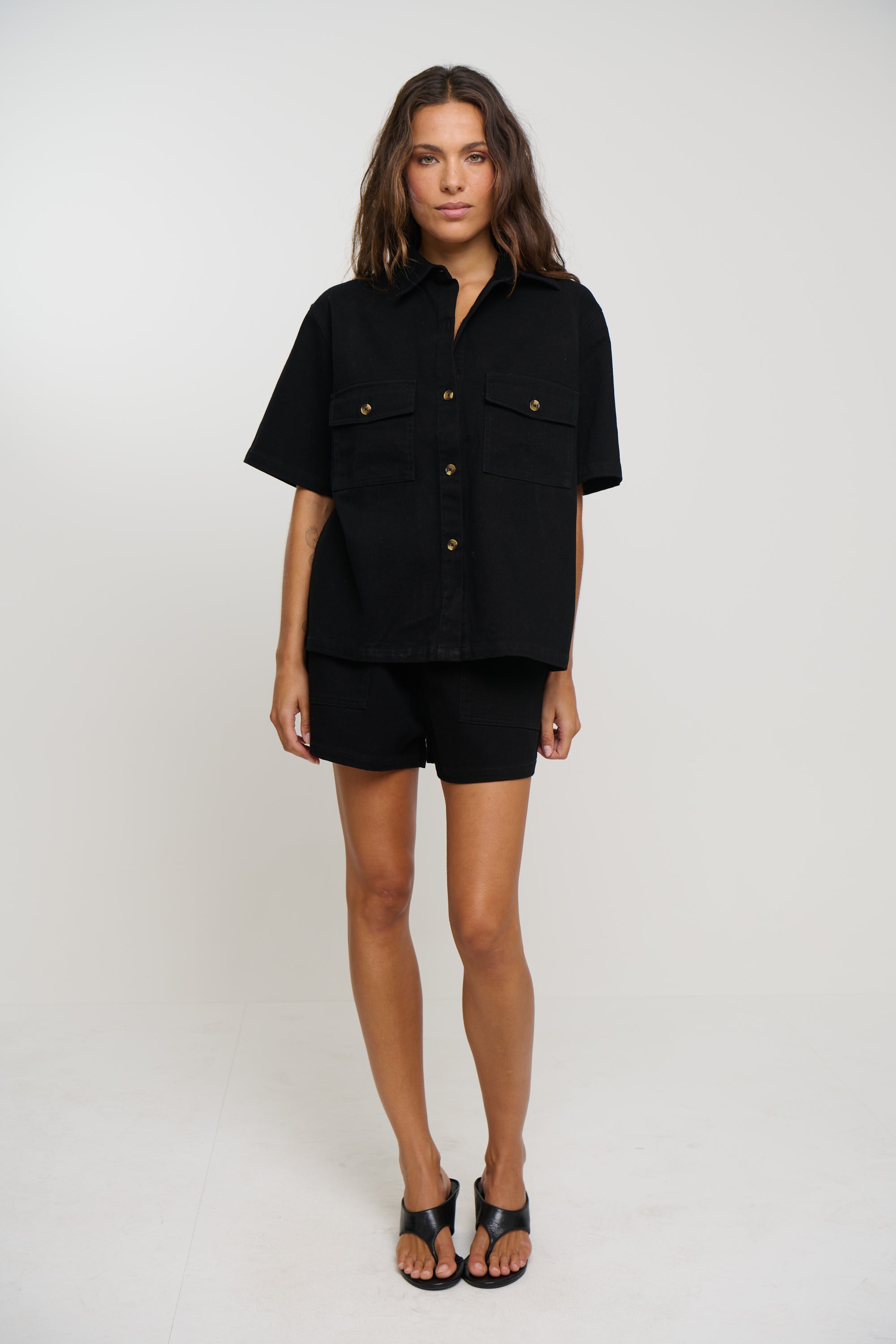 Delaney Denim Set Black