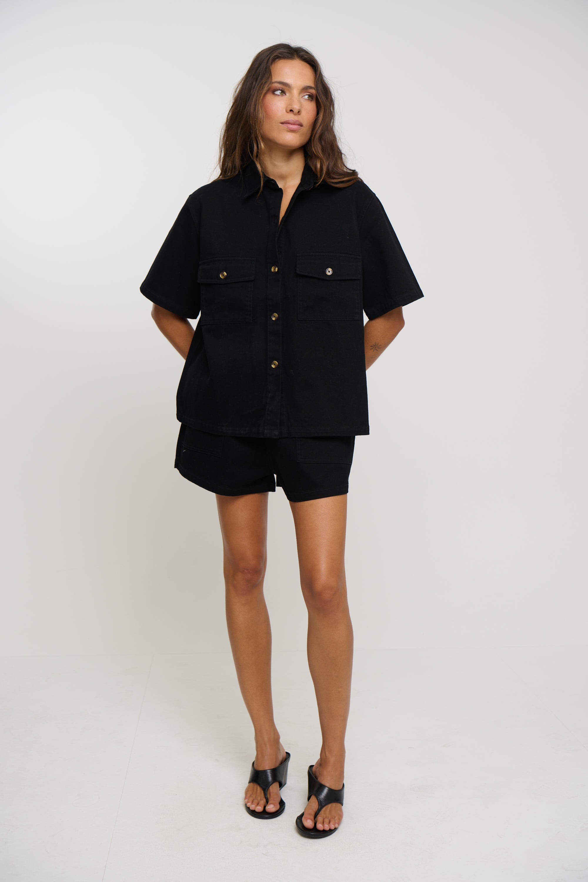 Delaney Denim Set Black