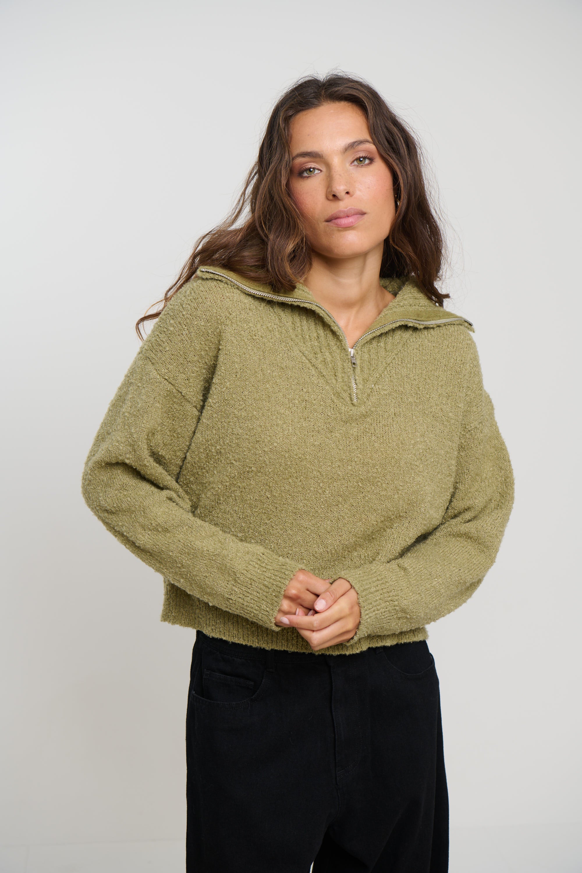 Jaidan Half Zip Jumper Moss