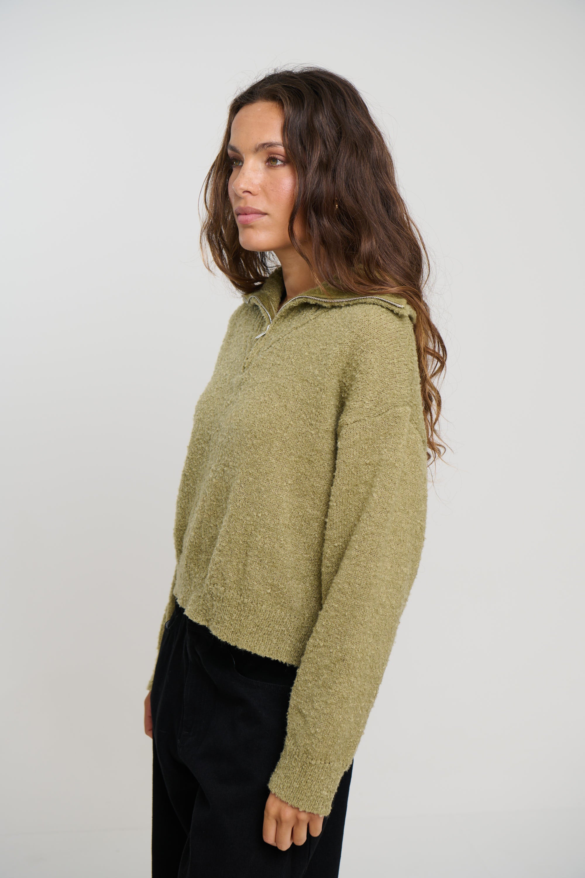 Jaidan Half Zip Jumper Moss
