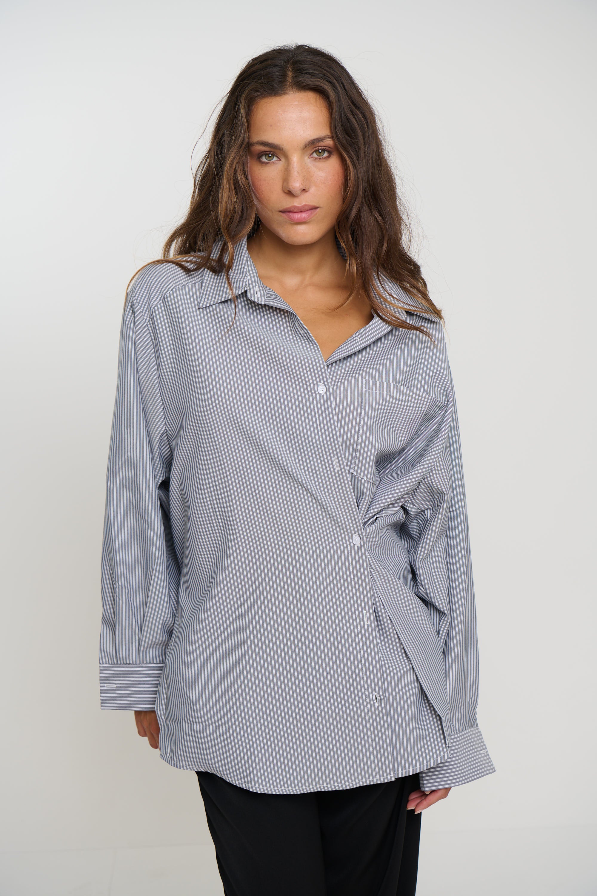 Summer Stripe Shirt Dark Grey