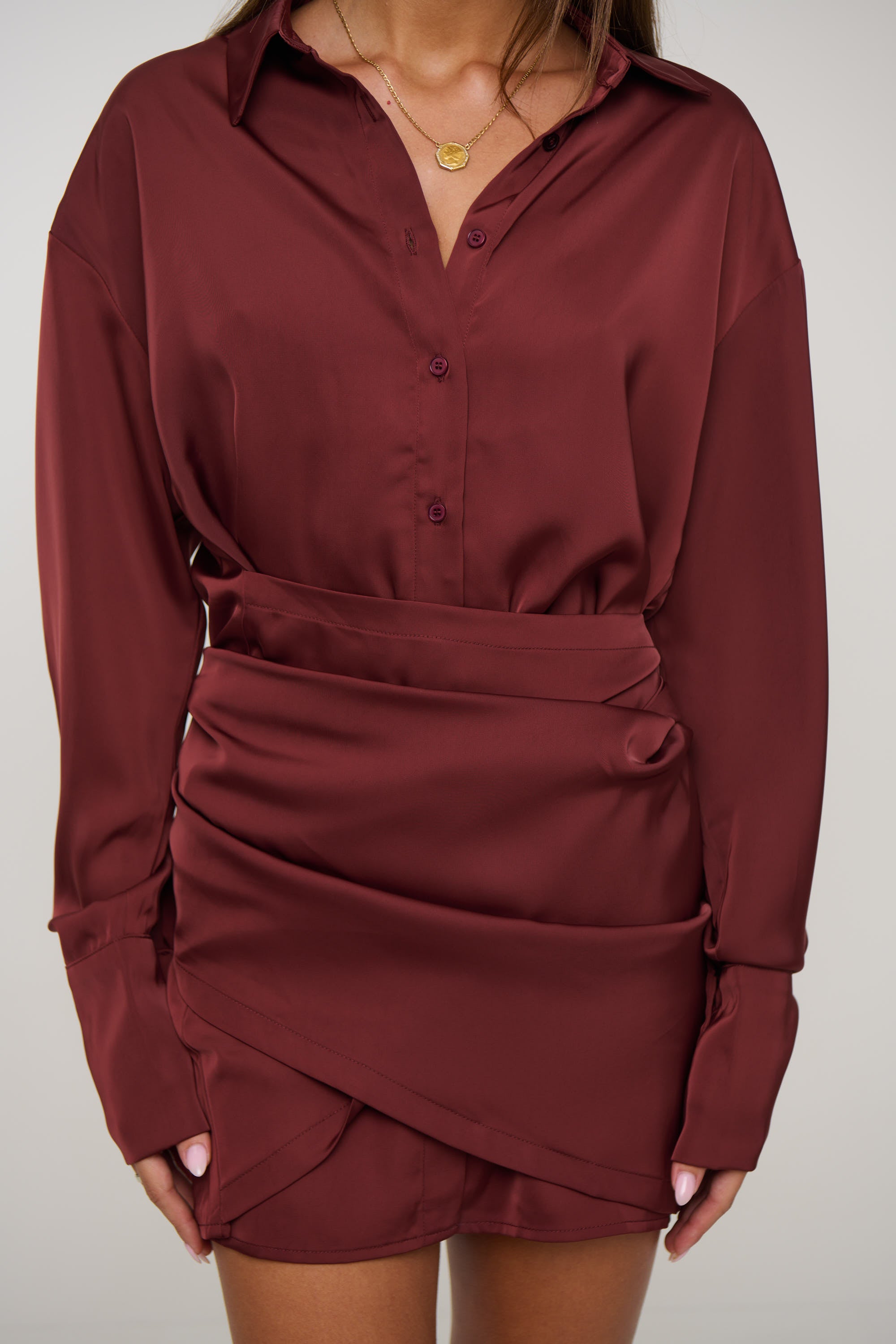 Mae Shirt Dress Wine