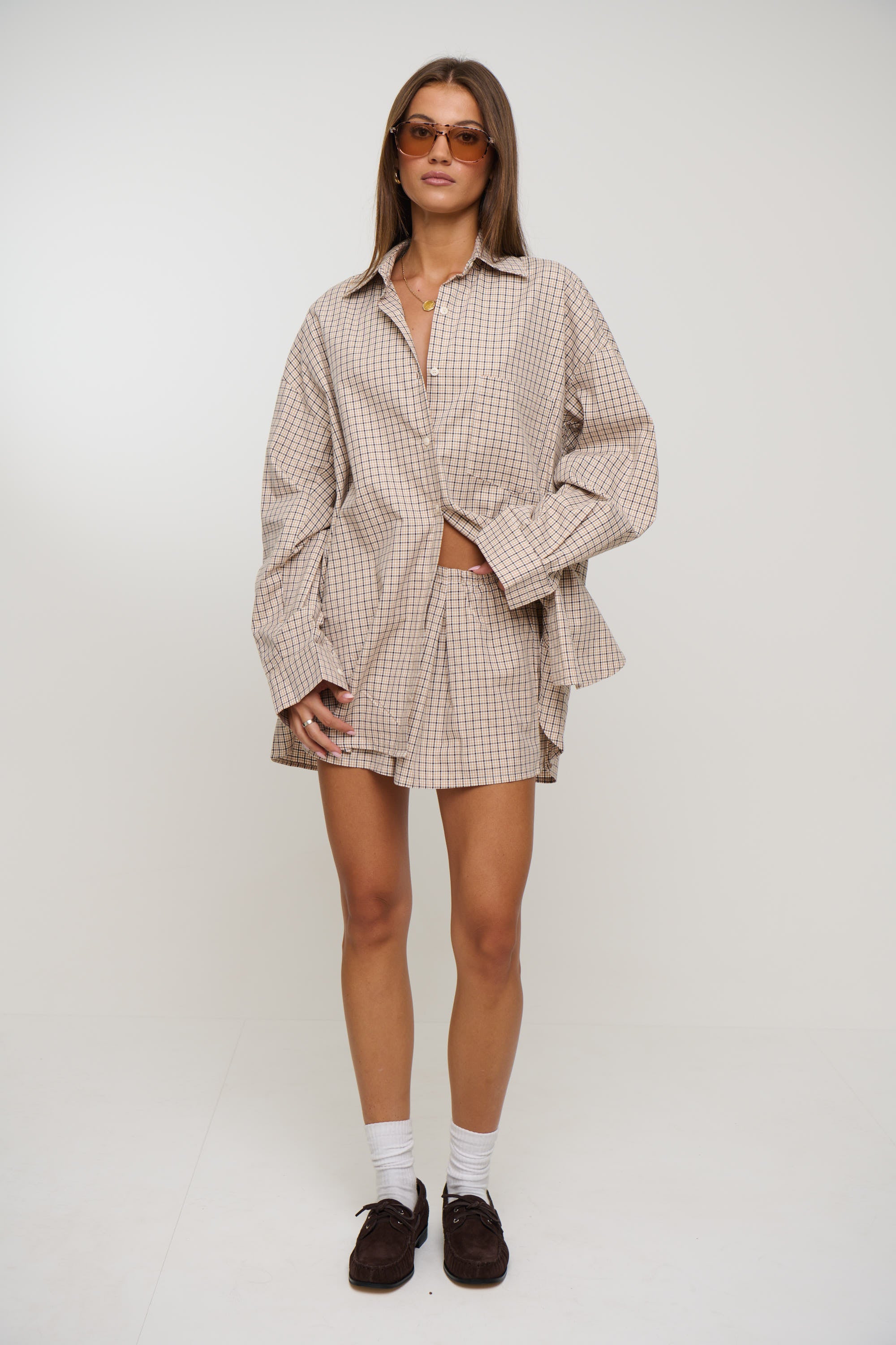 Emina Check Shirt Beige