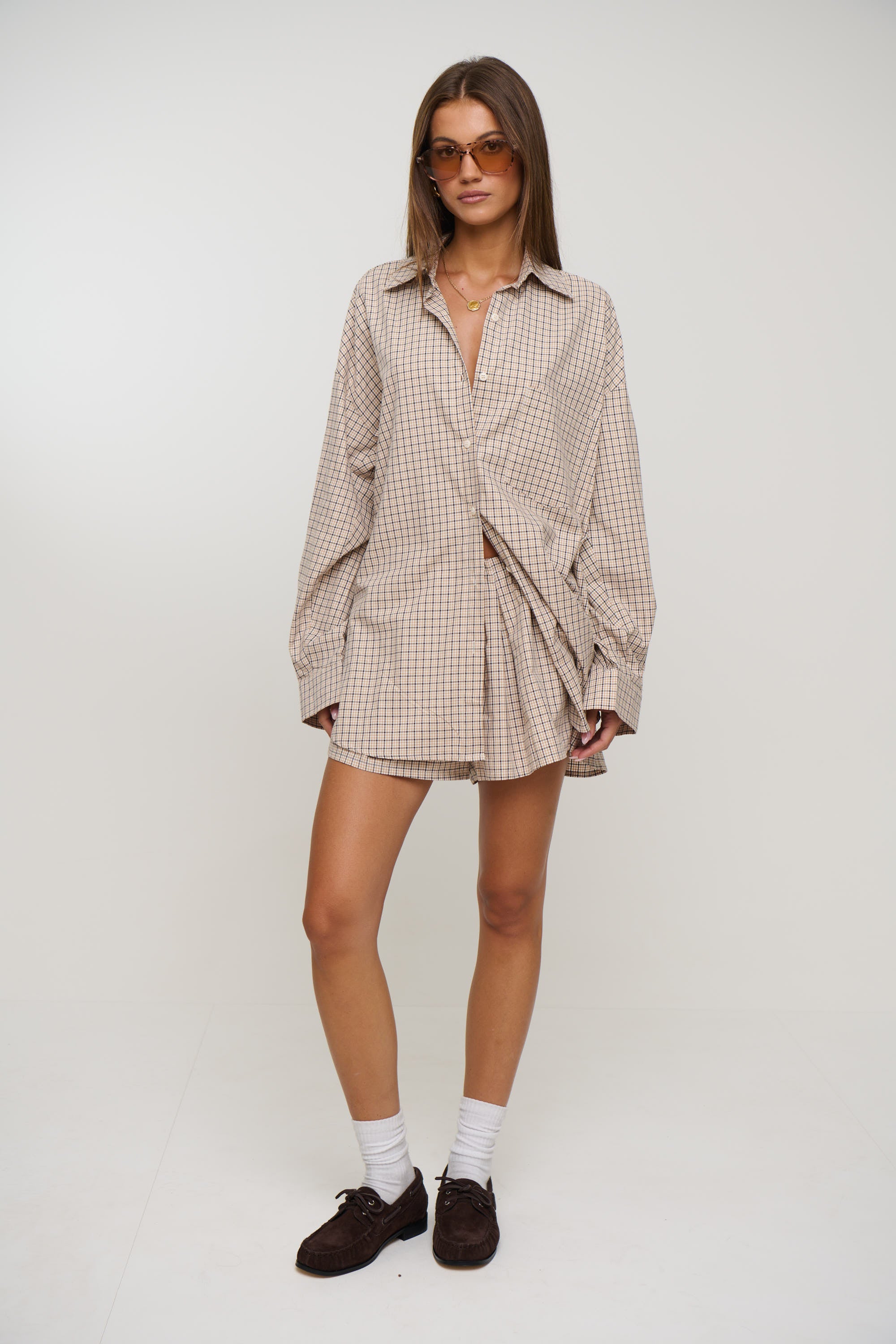 Emina Check Shirt Beige