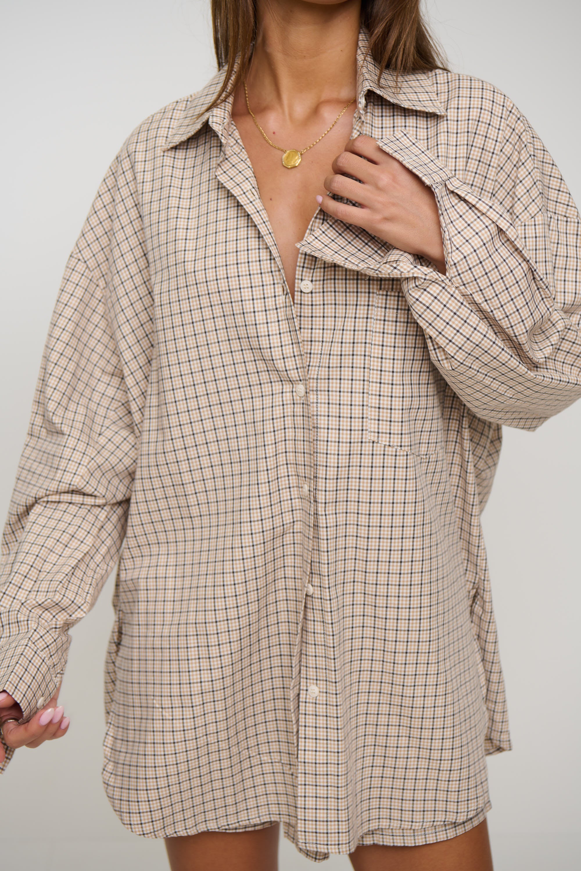 Emina Check Shirt Beige