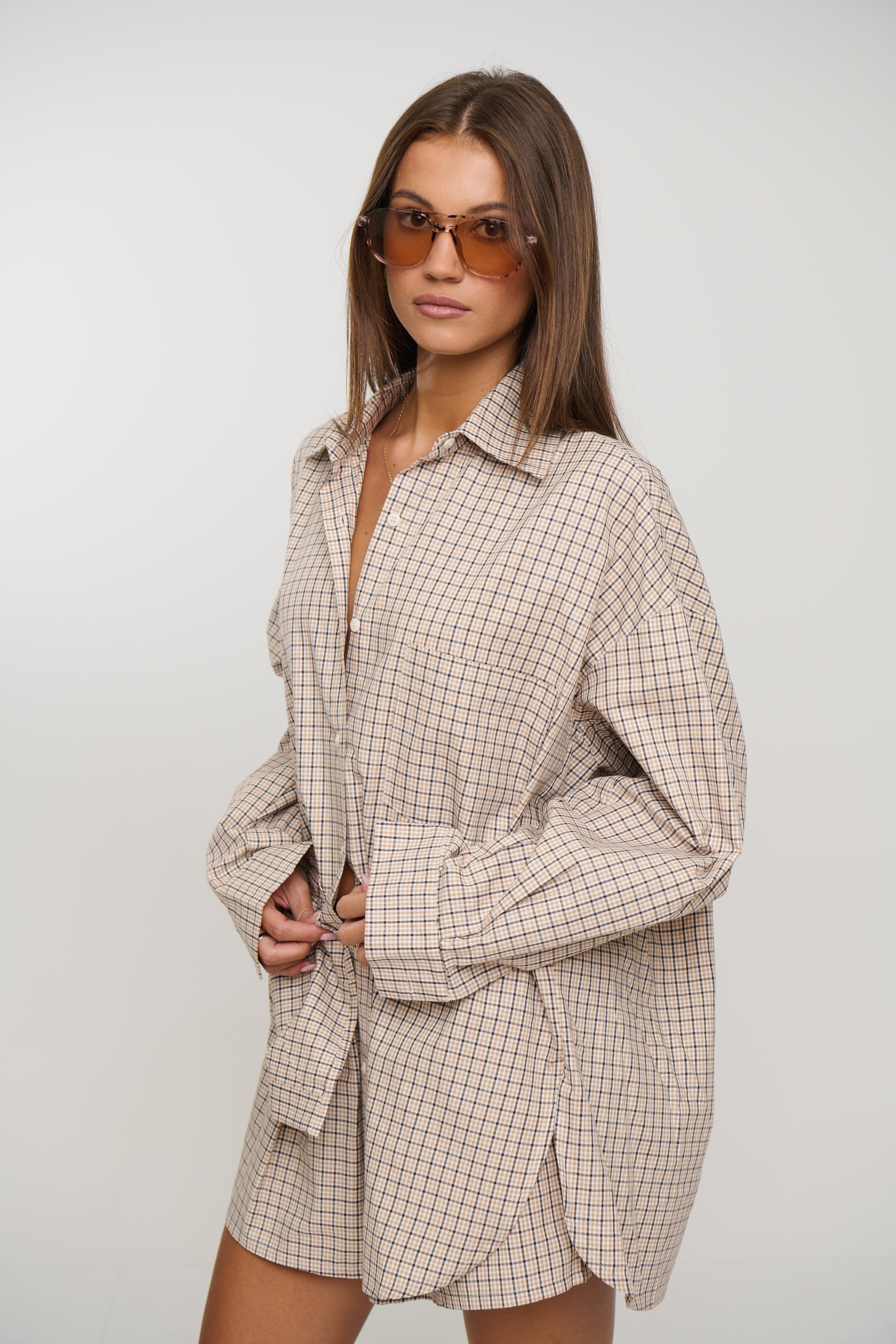 Emina Check Shirt Beige