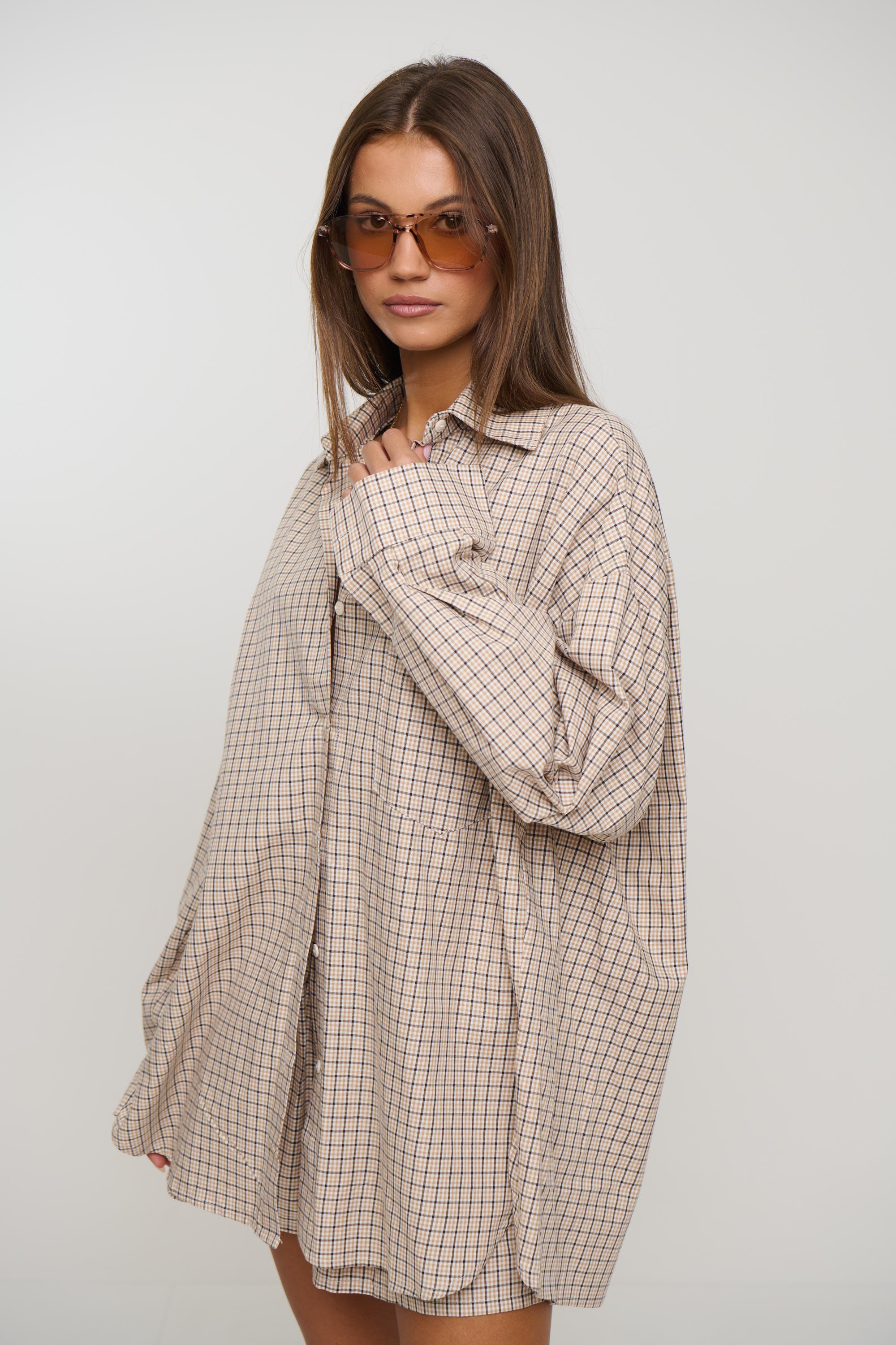 Emina Check Shirt Beige