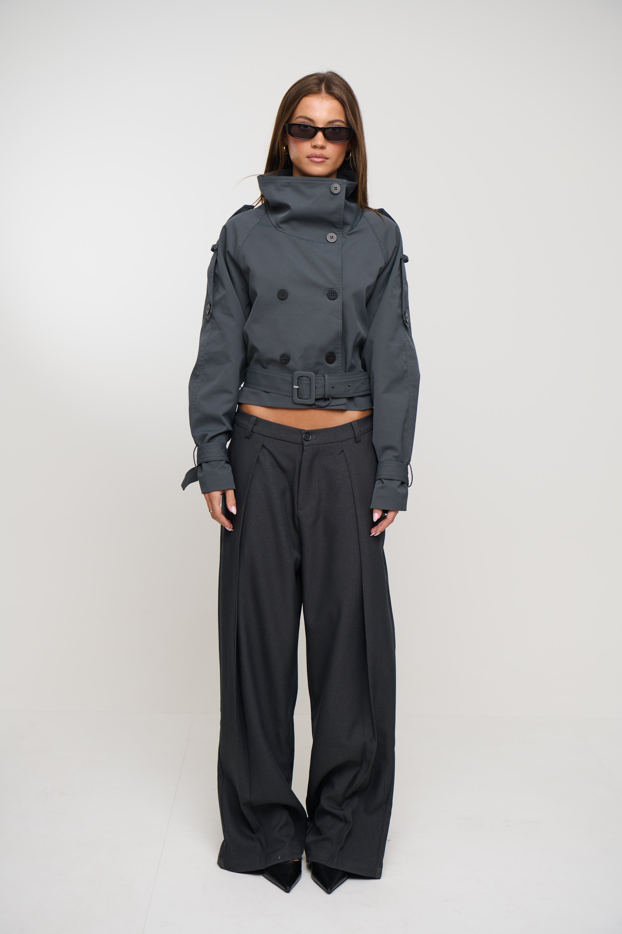 Blanc Cropped Trench Olive