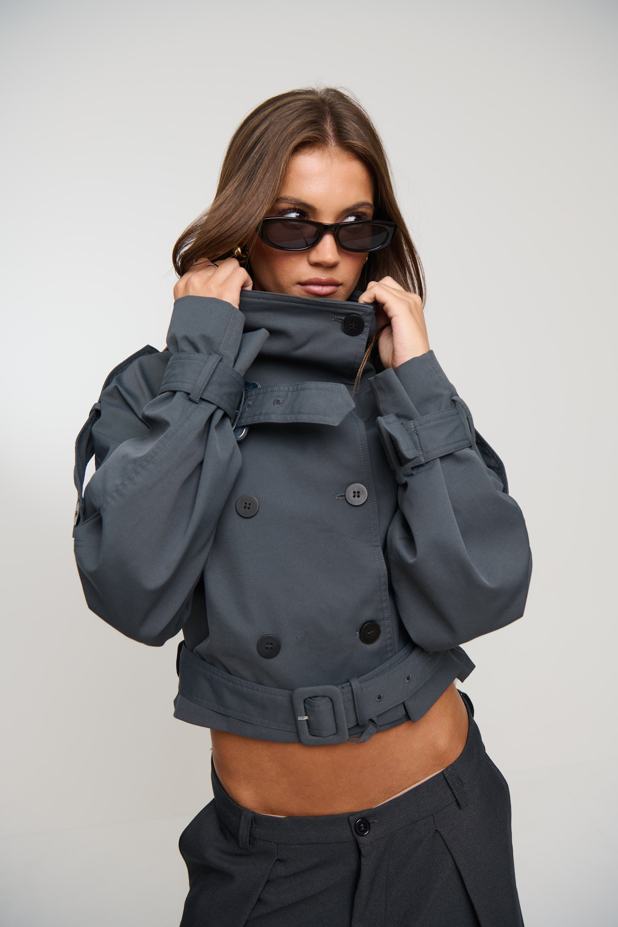 Blanc Cropped Trench Olive