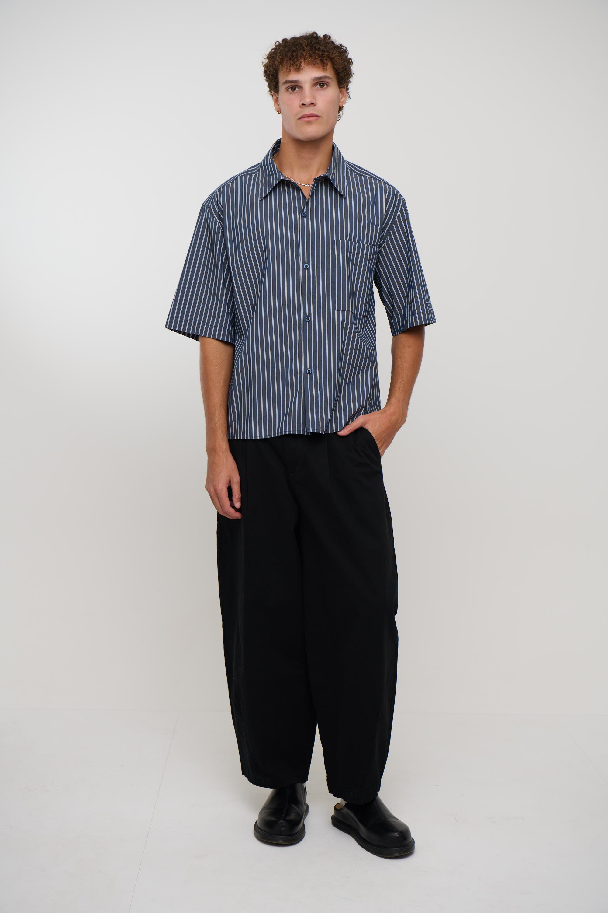 Scott Shirt Stripe Dark Blue