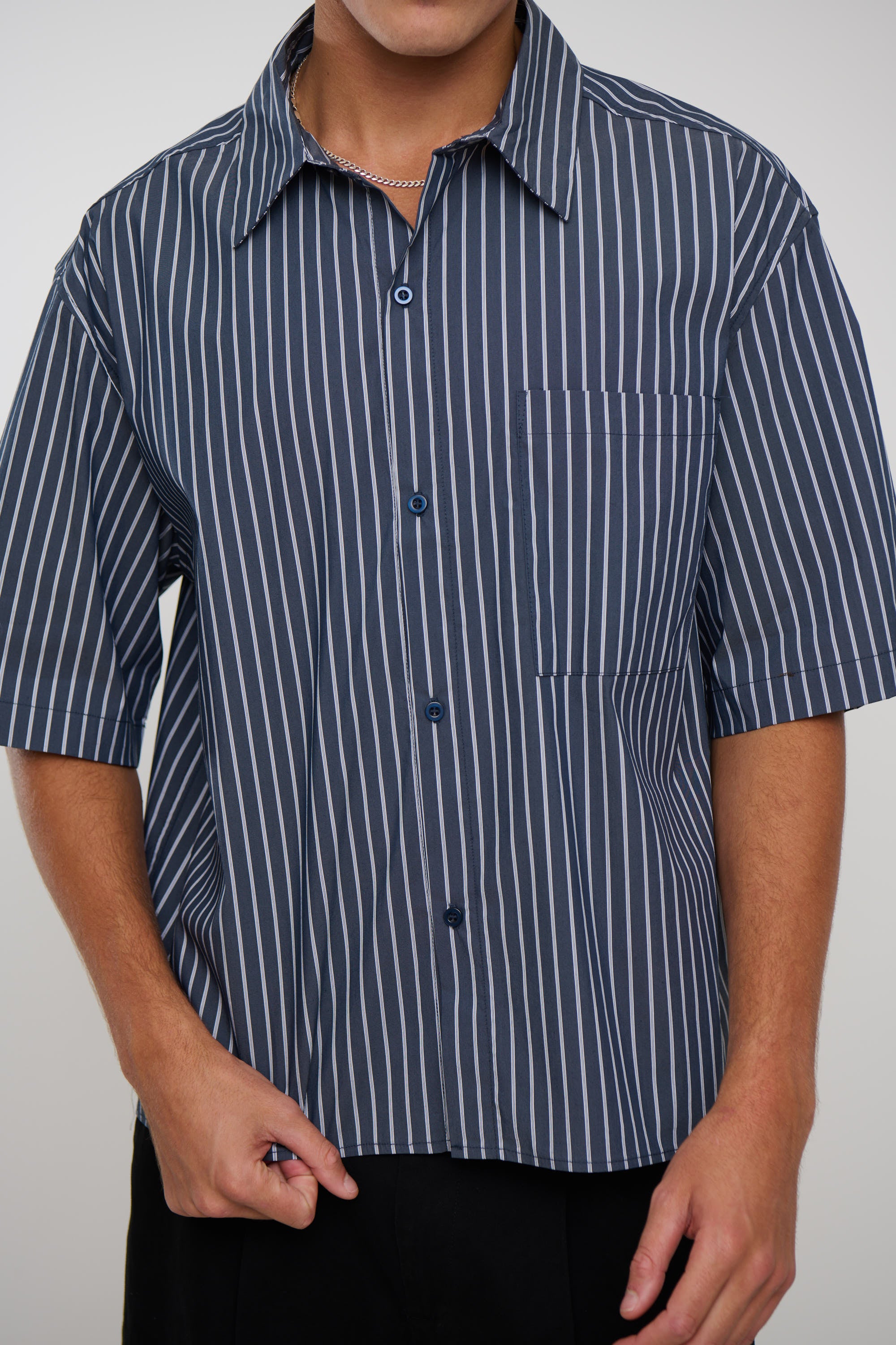 Scott Shirt Stripe Dark Blue