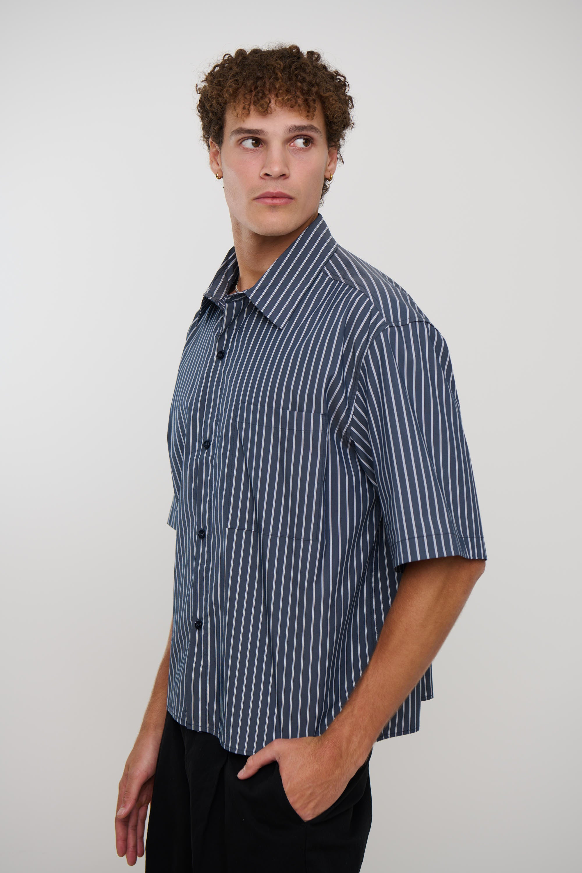 Scott Shirt Stripe Dark Blue