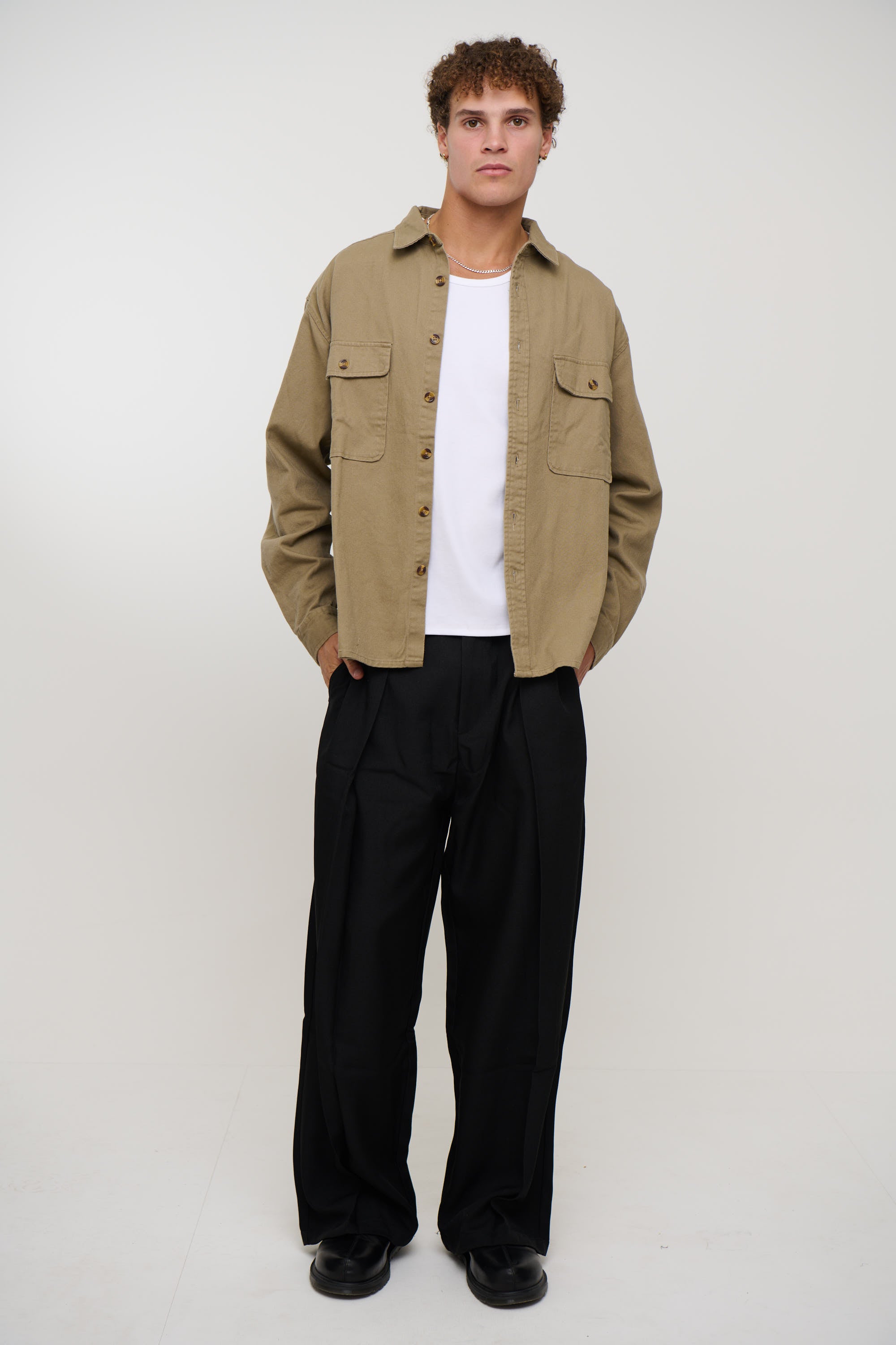 Mike Cotton Drill Shacket Khaki