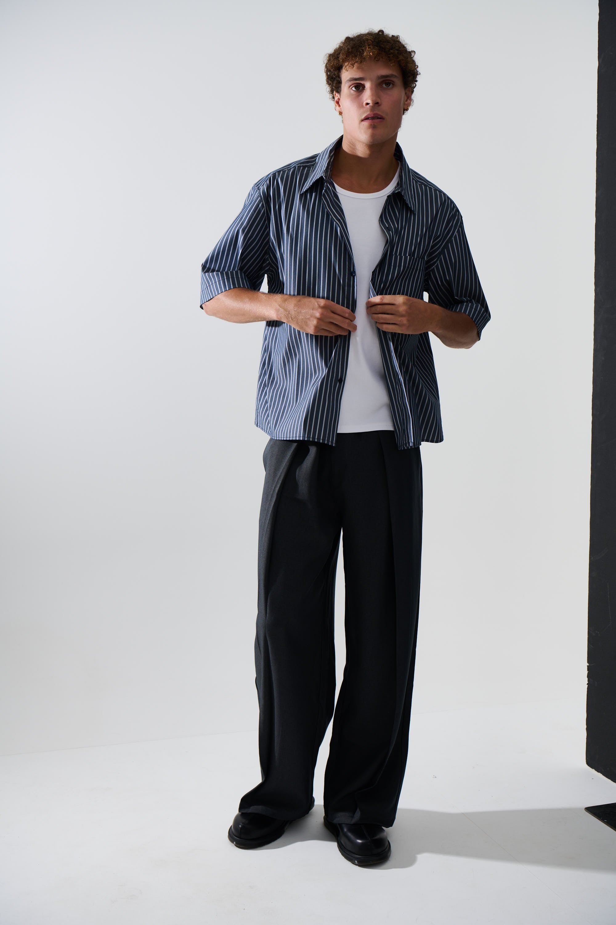 Scott Shirt Stripe Dark Blue