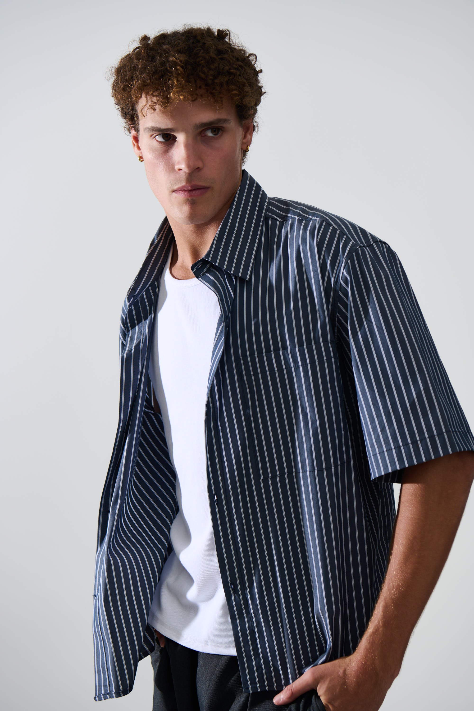 Scott Shirt Stripe Dark Blue