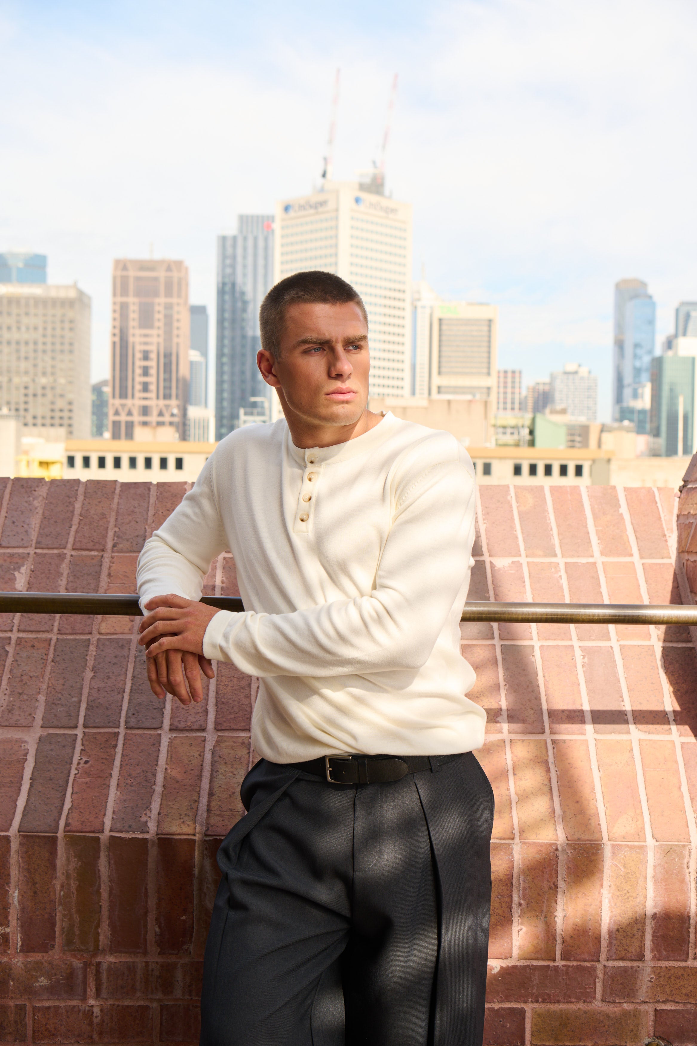 Jackson Fitted Henley White