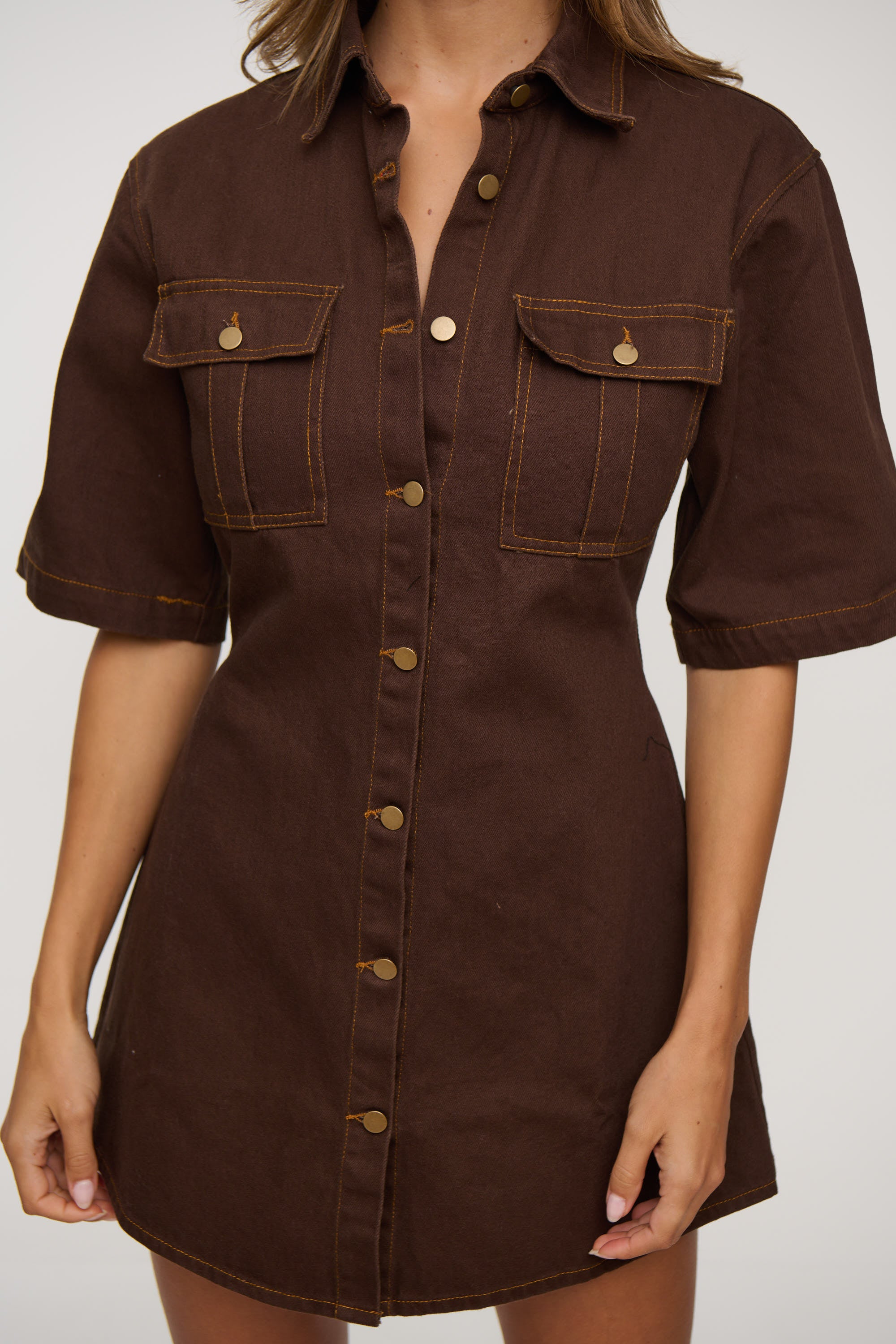 Kaneisha Denim Dress Chocolate