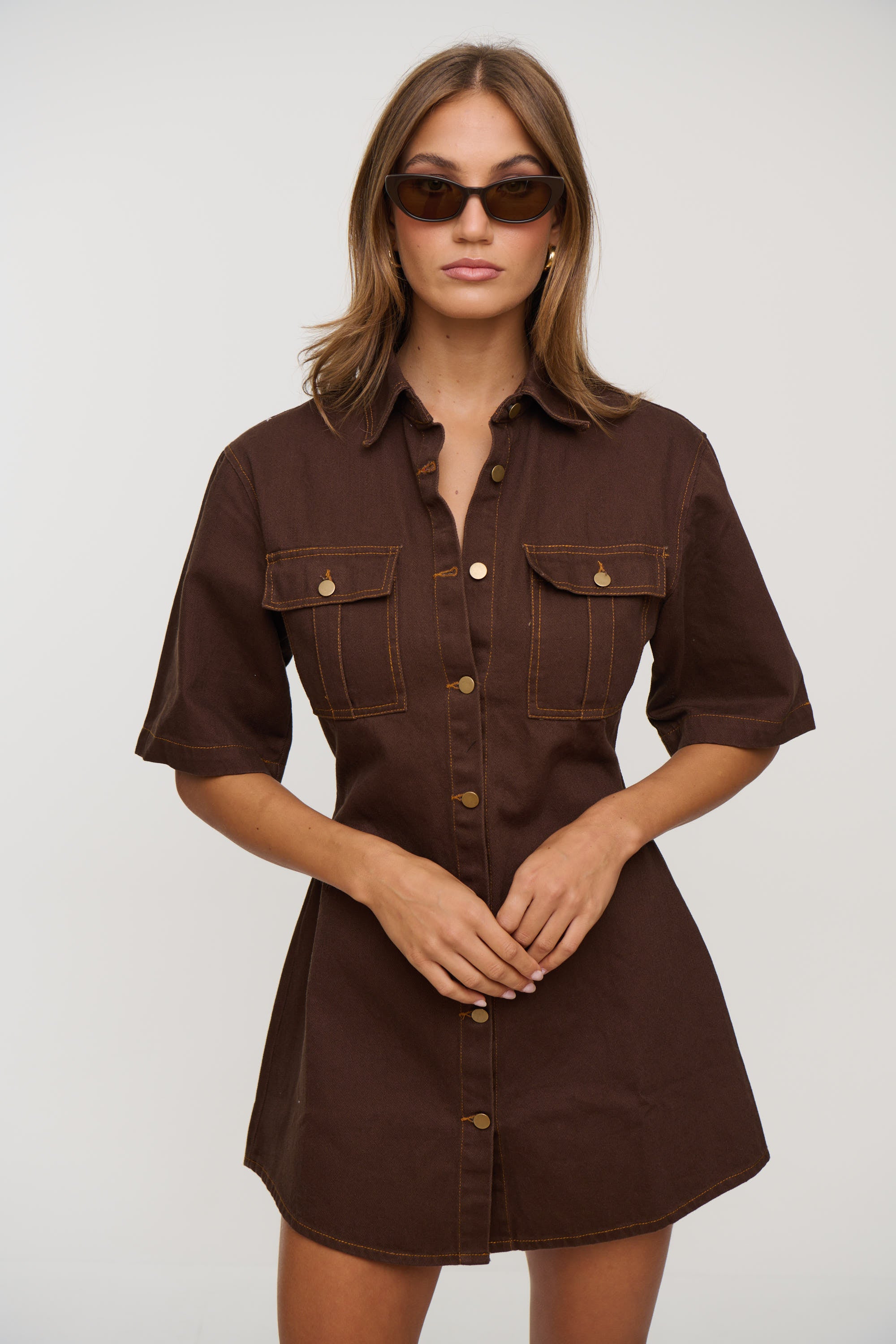 Kaneisha Denim Dress Chocolate