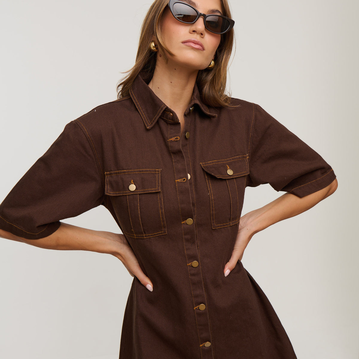 Kaneisha Denim Dress Chocolate