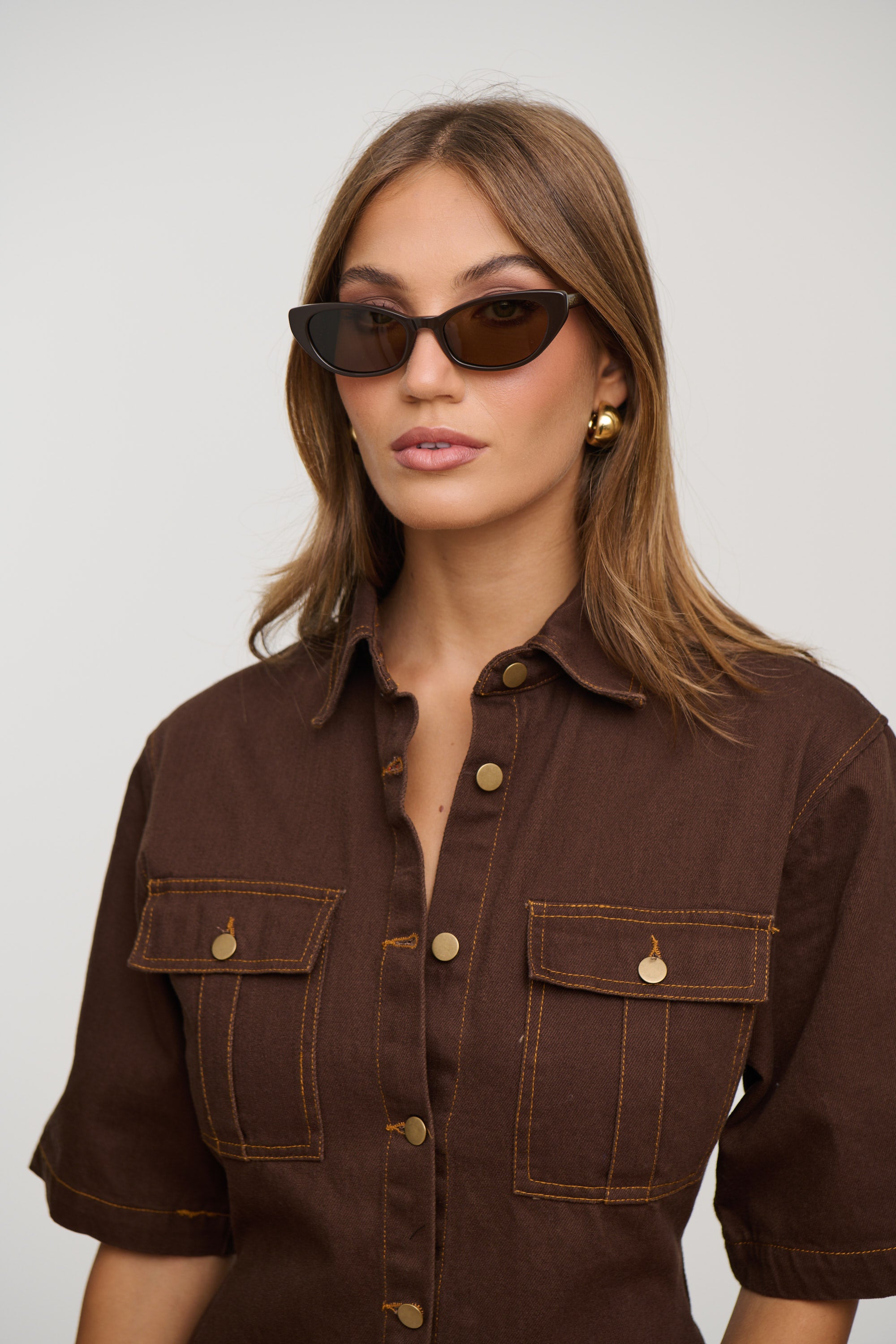 Kaneisha Denim Dress Chocolate