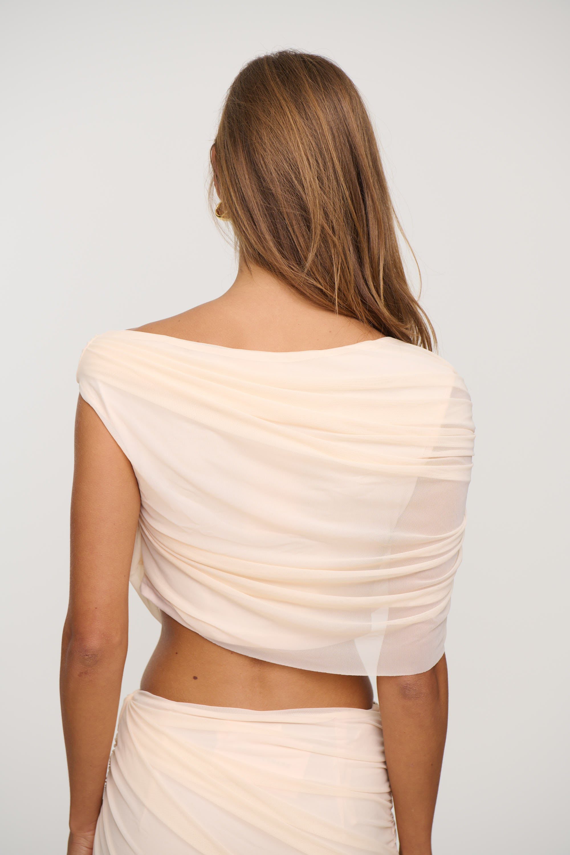 Charlize Drape Top Beige