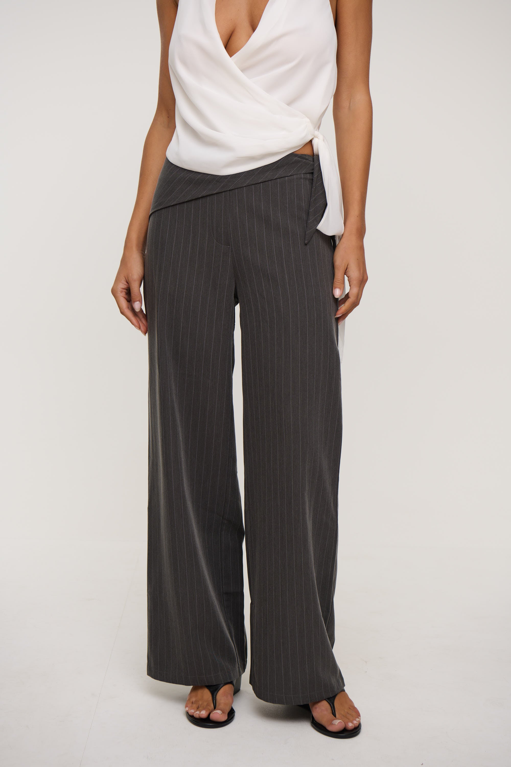Lulu Pinstripe Pant Dark Grey
