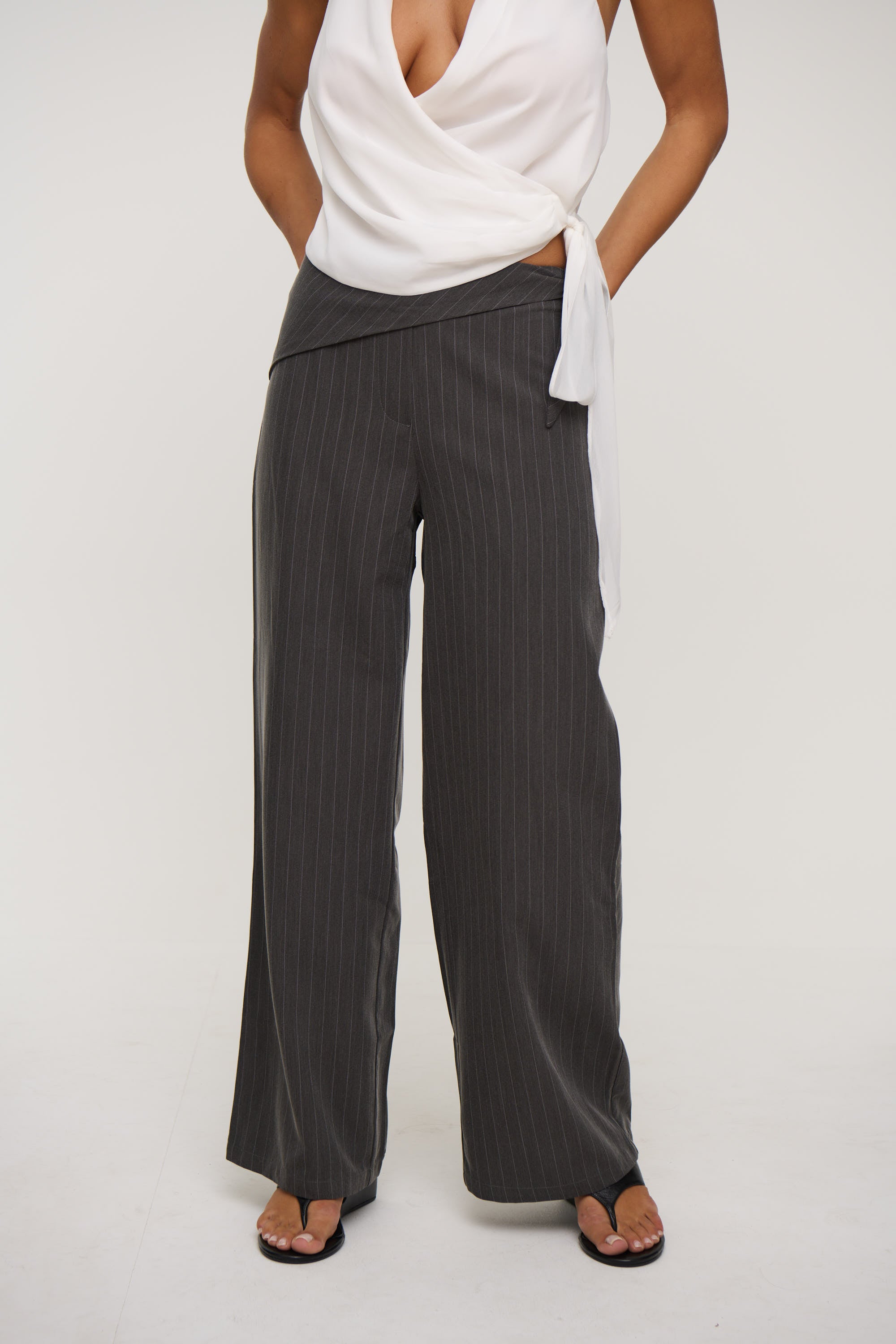 Lulu Pinstripe Pant Dark Grey