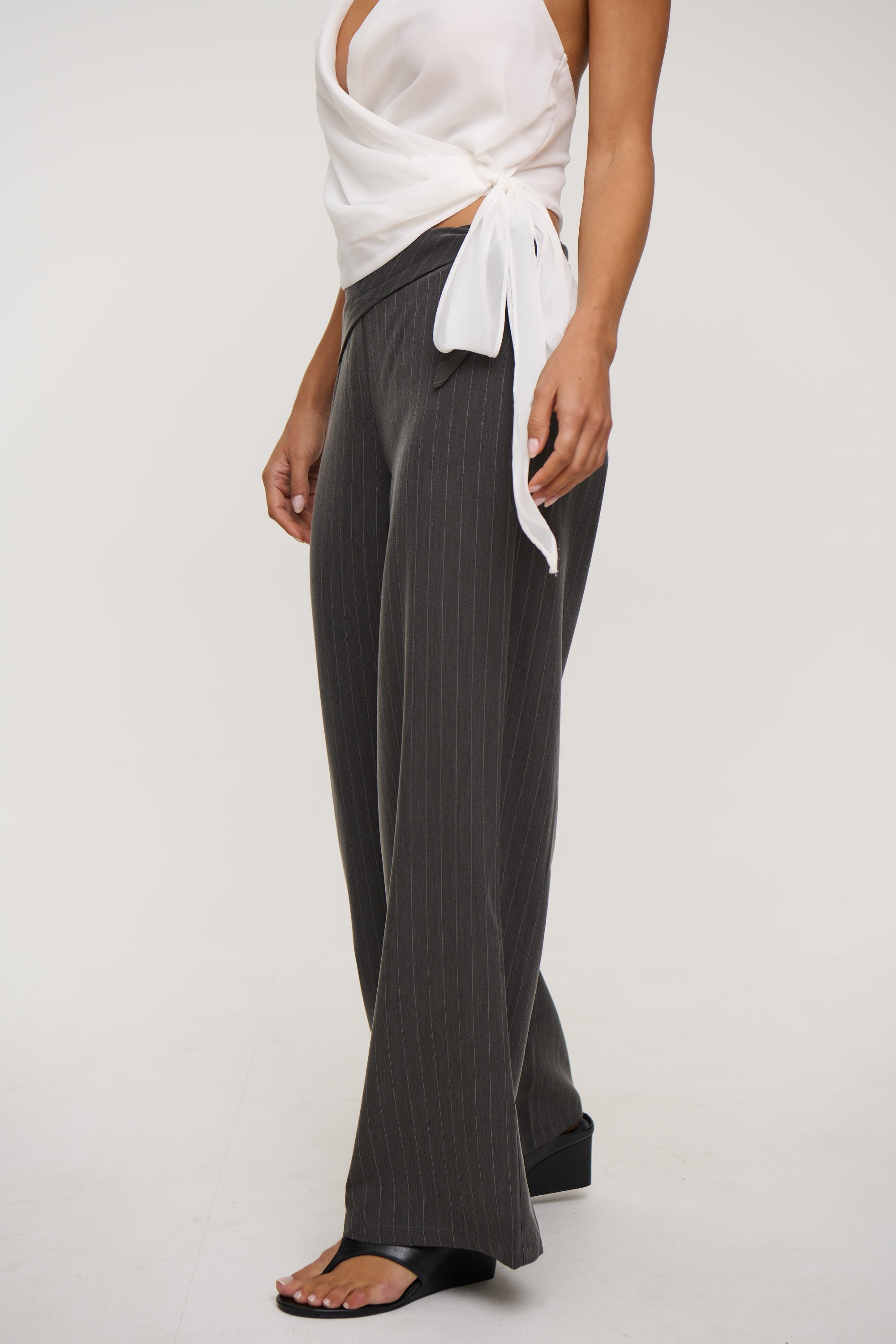 Lulu Pinstripe Pant Dark Grey