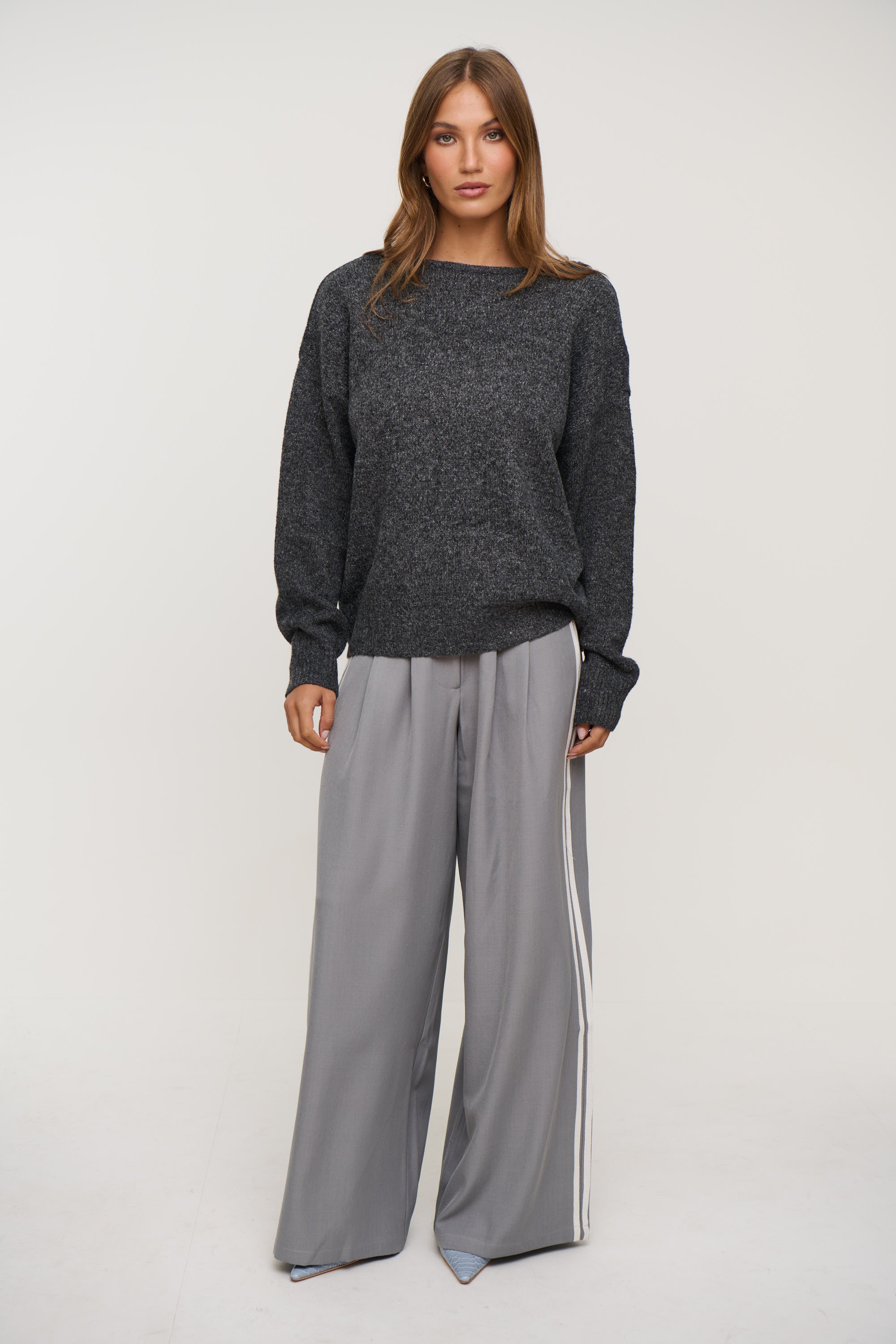 Jaymes V-Back Sweater Dark Grey