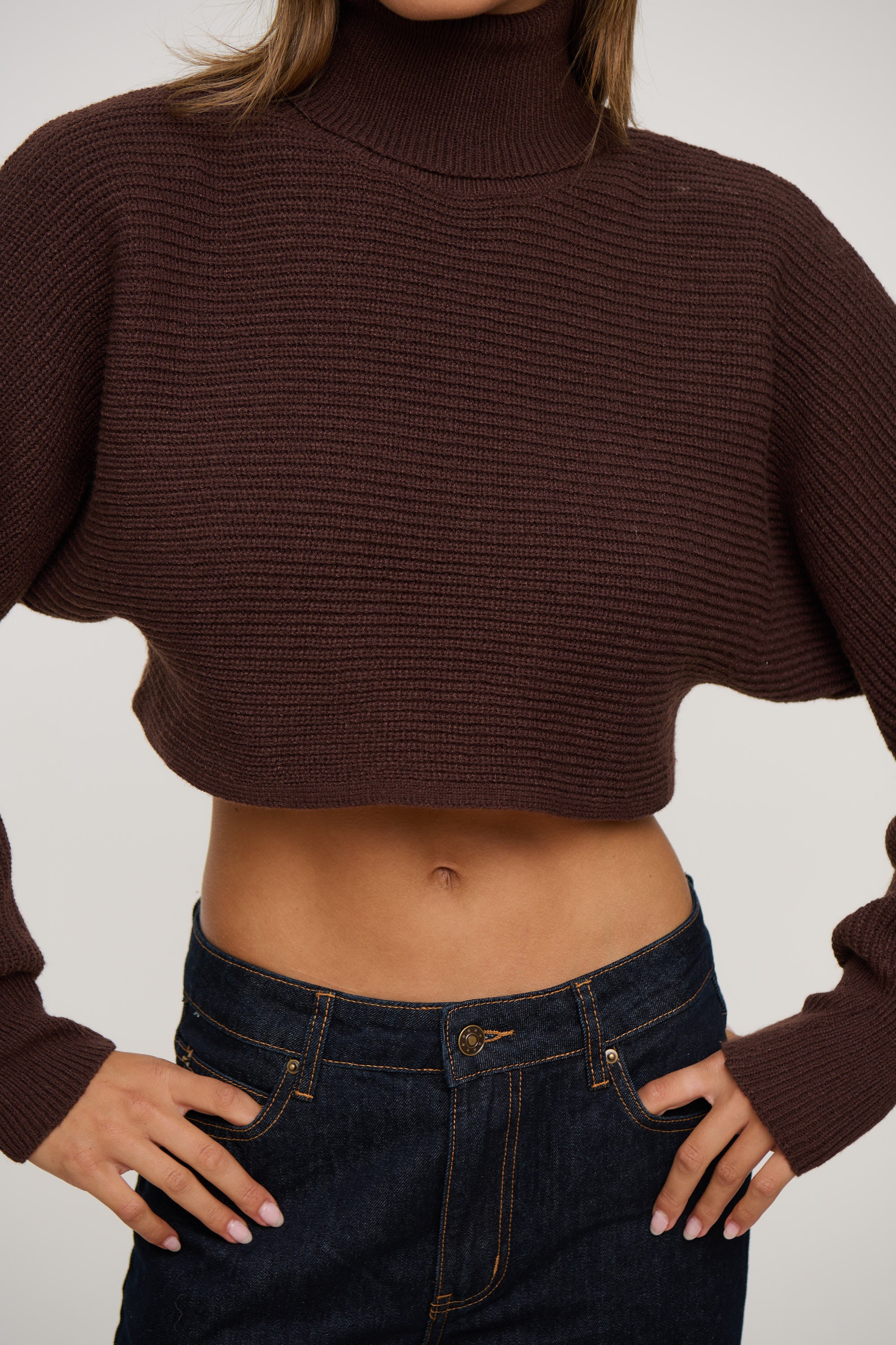 Demi Cropped Knit Chocolate